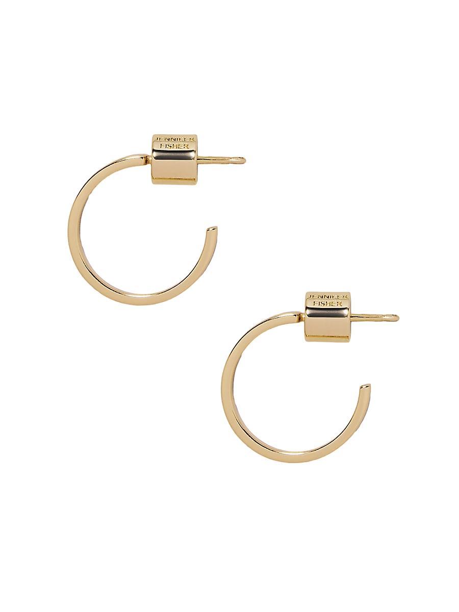 Womens Flat Thread 10K-Gold-Plated Hoop Earrings Product Image