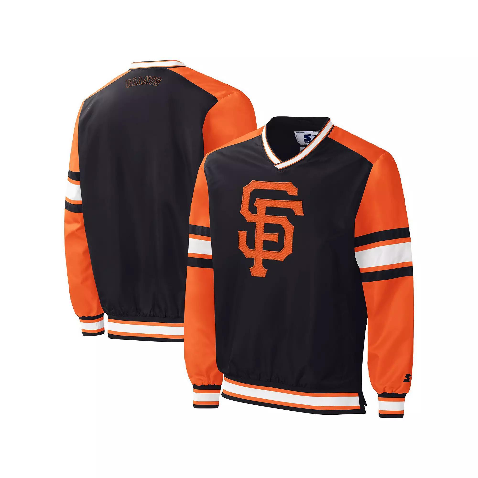 Men's Starter Black San Francisco Giants Yardline V-Neck Pullover Windbreaker, Size: XL Product Image