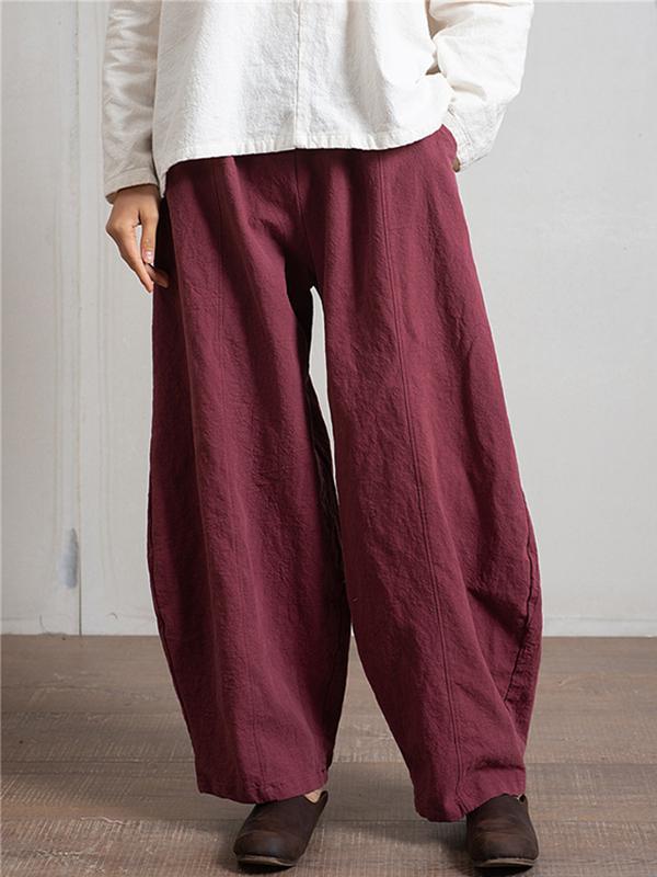 Simple High Waisted Solid Color Wide Leg Pants Product Image