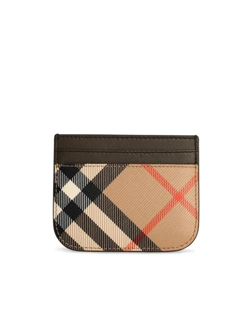 BURBERRY Sandon' Beige Leather Card Holder In Cream Product Image