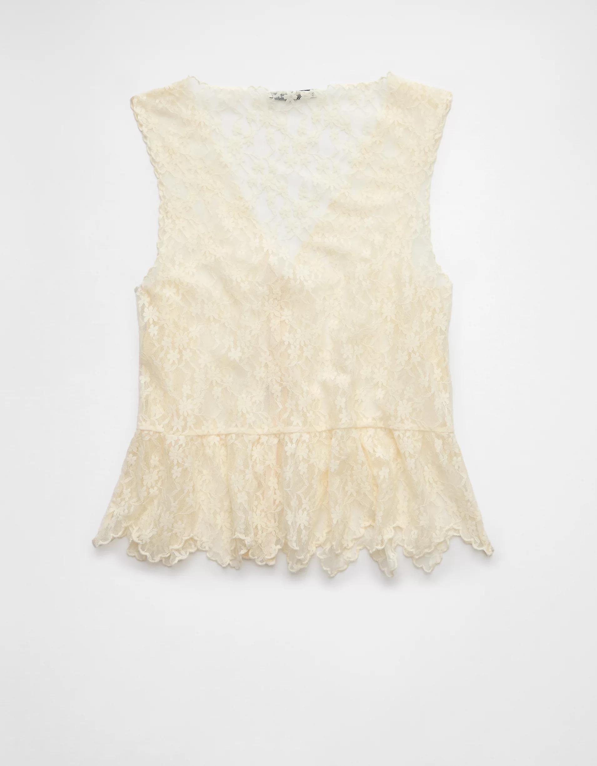 AE Lace Button-Up Vest Product Image