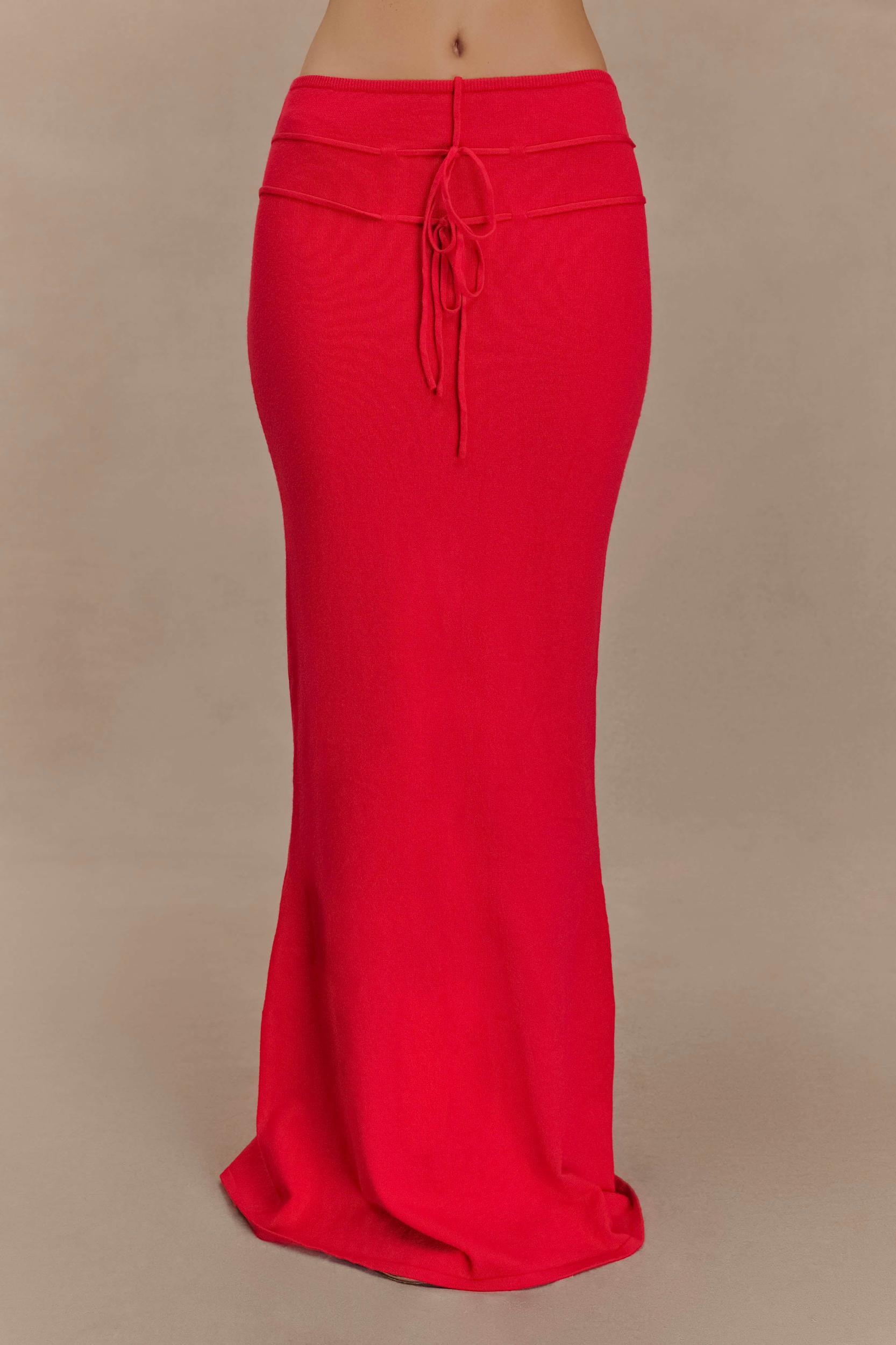 Polly Knit Maxi Skirt - Red Product Image