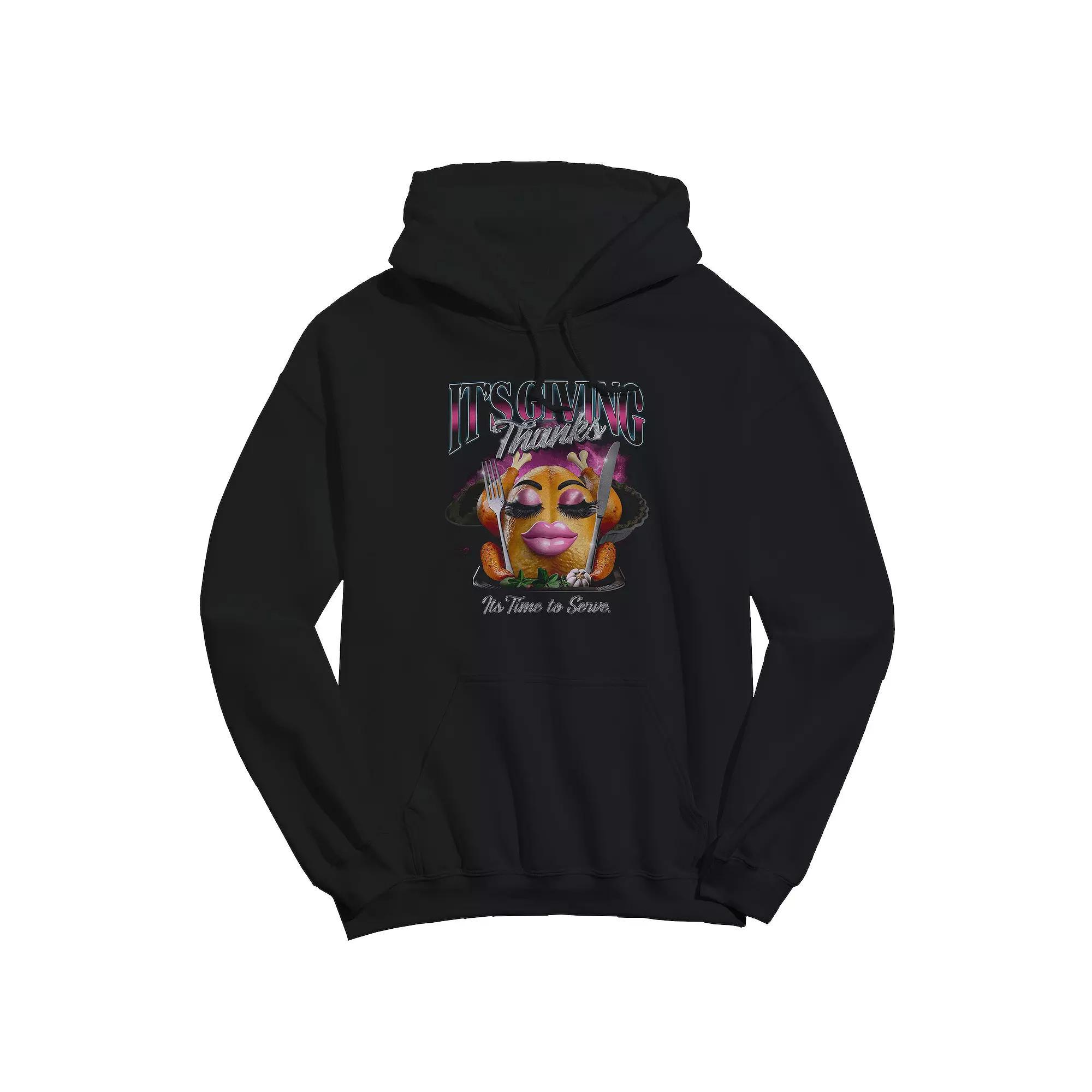 Men's COLAB89 It's Giving Thanks Thanksgiving Graphic Hoodie, Size: XXL, Black Product Image