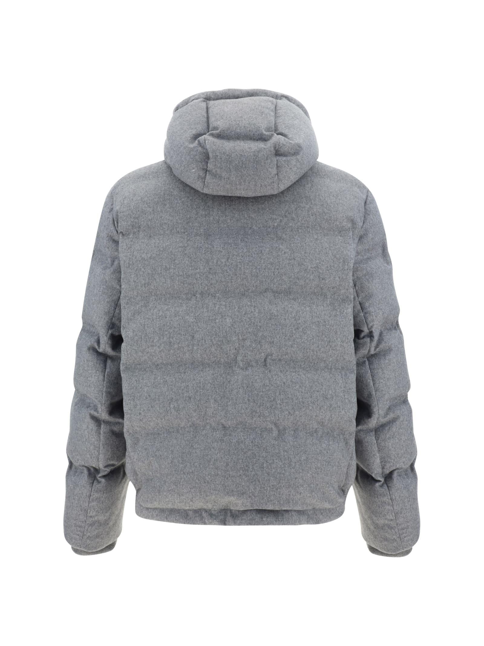 BRUNELLO CUCINELLI Quilted Hooded Down Jacket In Light Grey Product Image