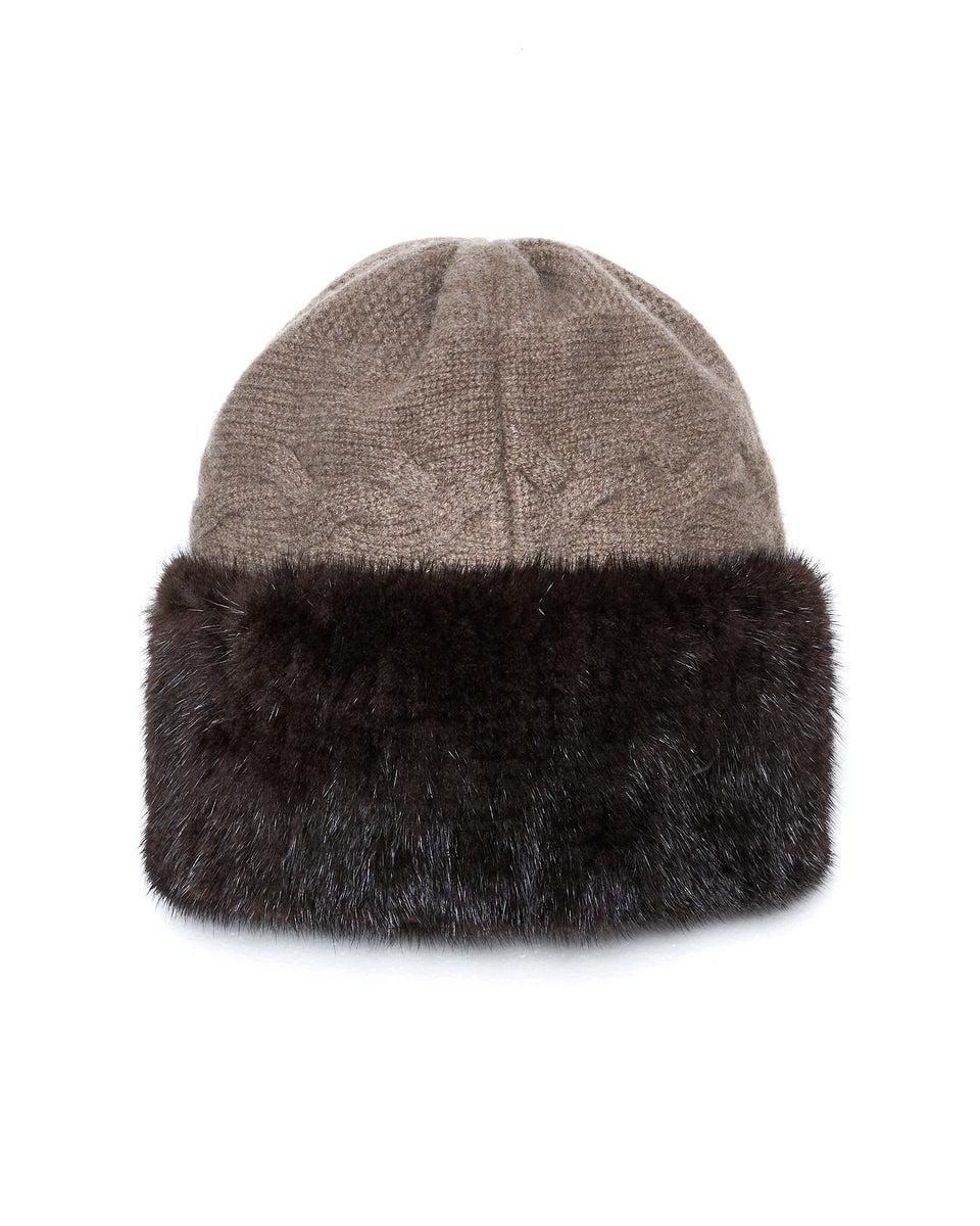 Wool Hat With Knitted Mink trim Product Image