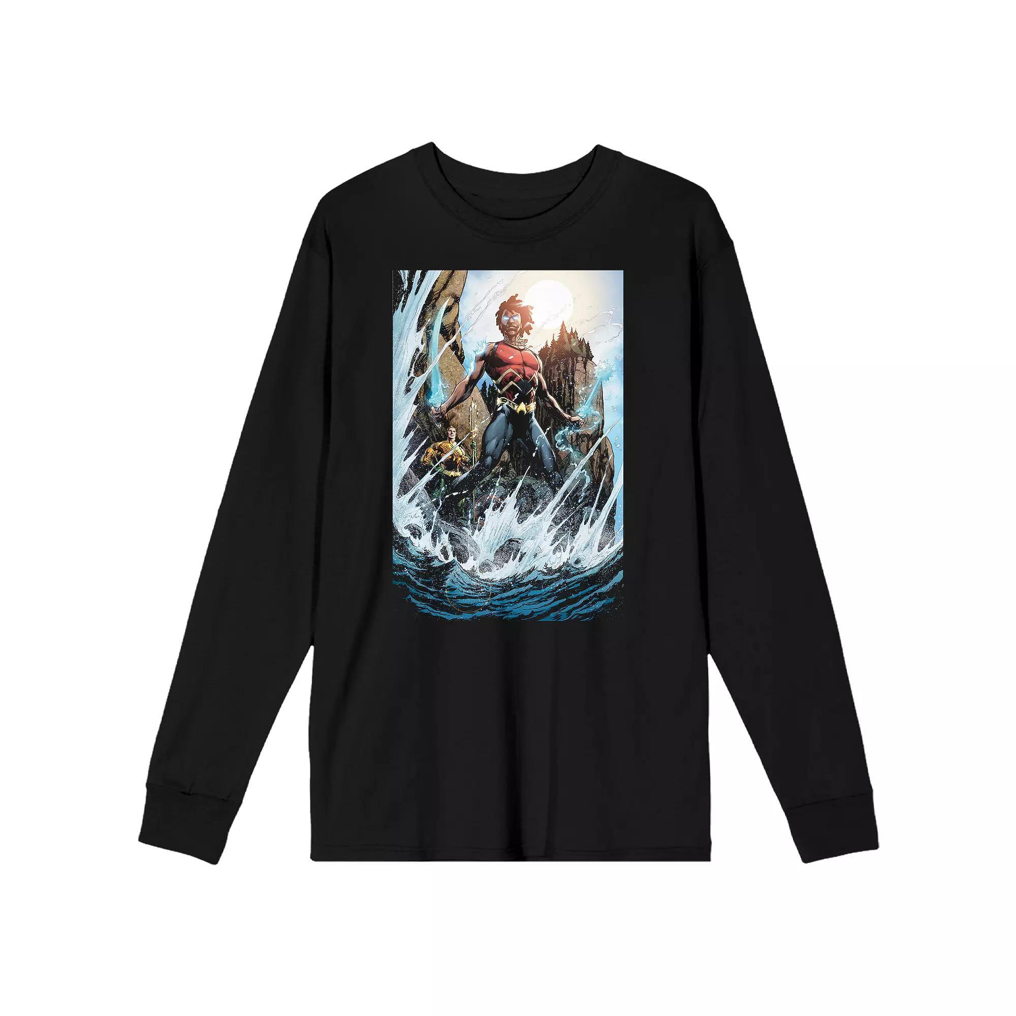 Men's Justice League Aquaman Tee, Size: Medium, Black Product Image