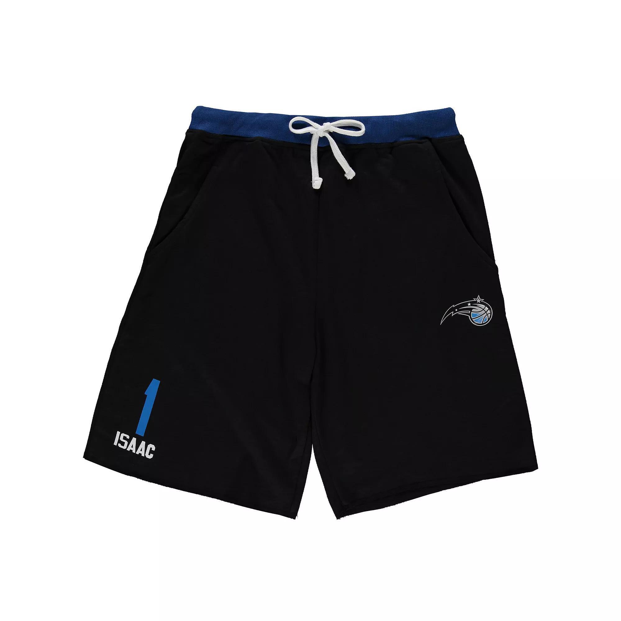 Men's Jonathan Isaac Black Orlando Magic Big & Tall French Terry Name & Number Shorts, Size: XLT, Mag Black Product Image