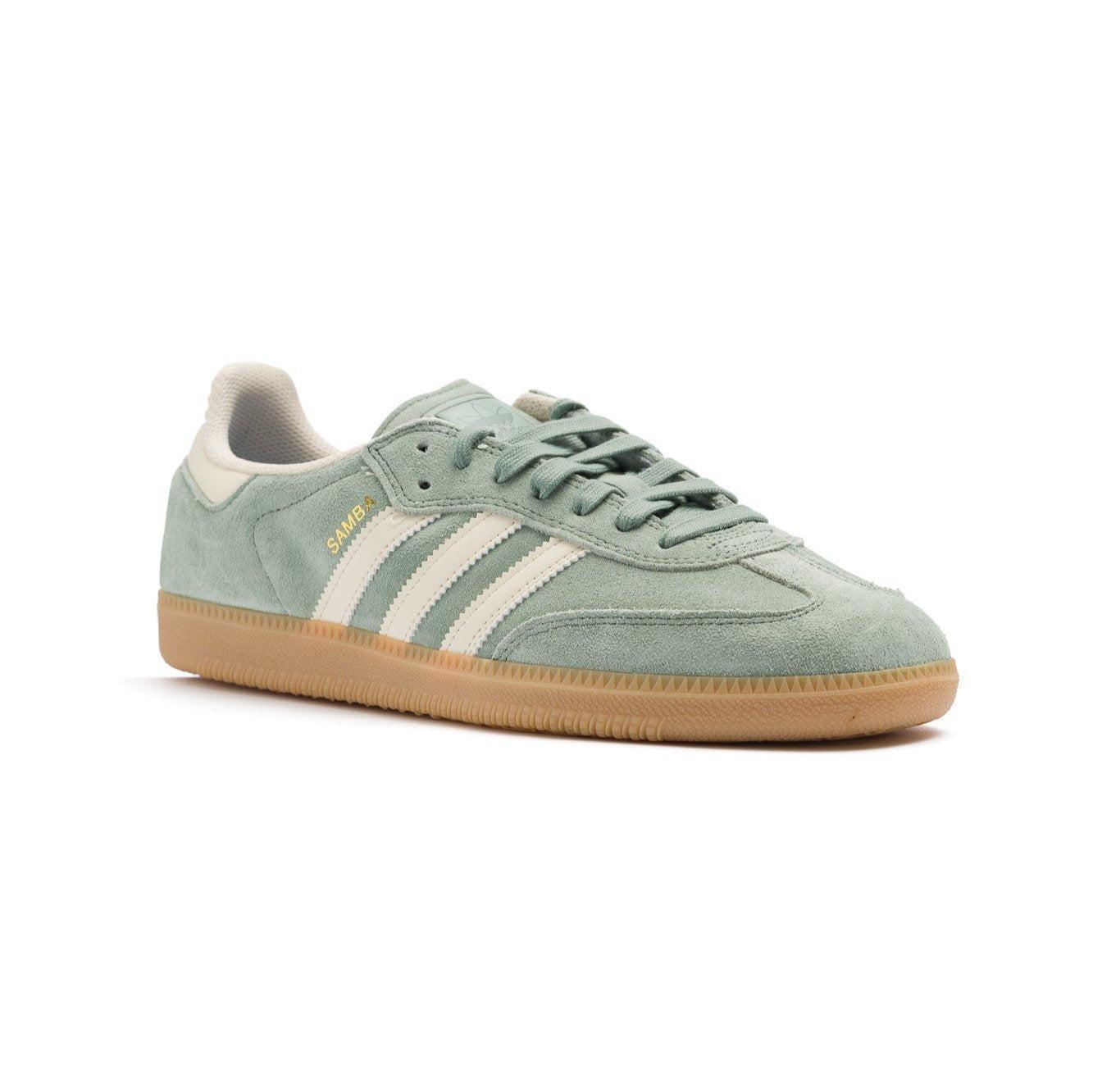 Adidas Skateboarding Samba ADV Men's Skate Shoe - Silver Green/White/Metallic Gold Product Image