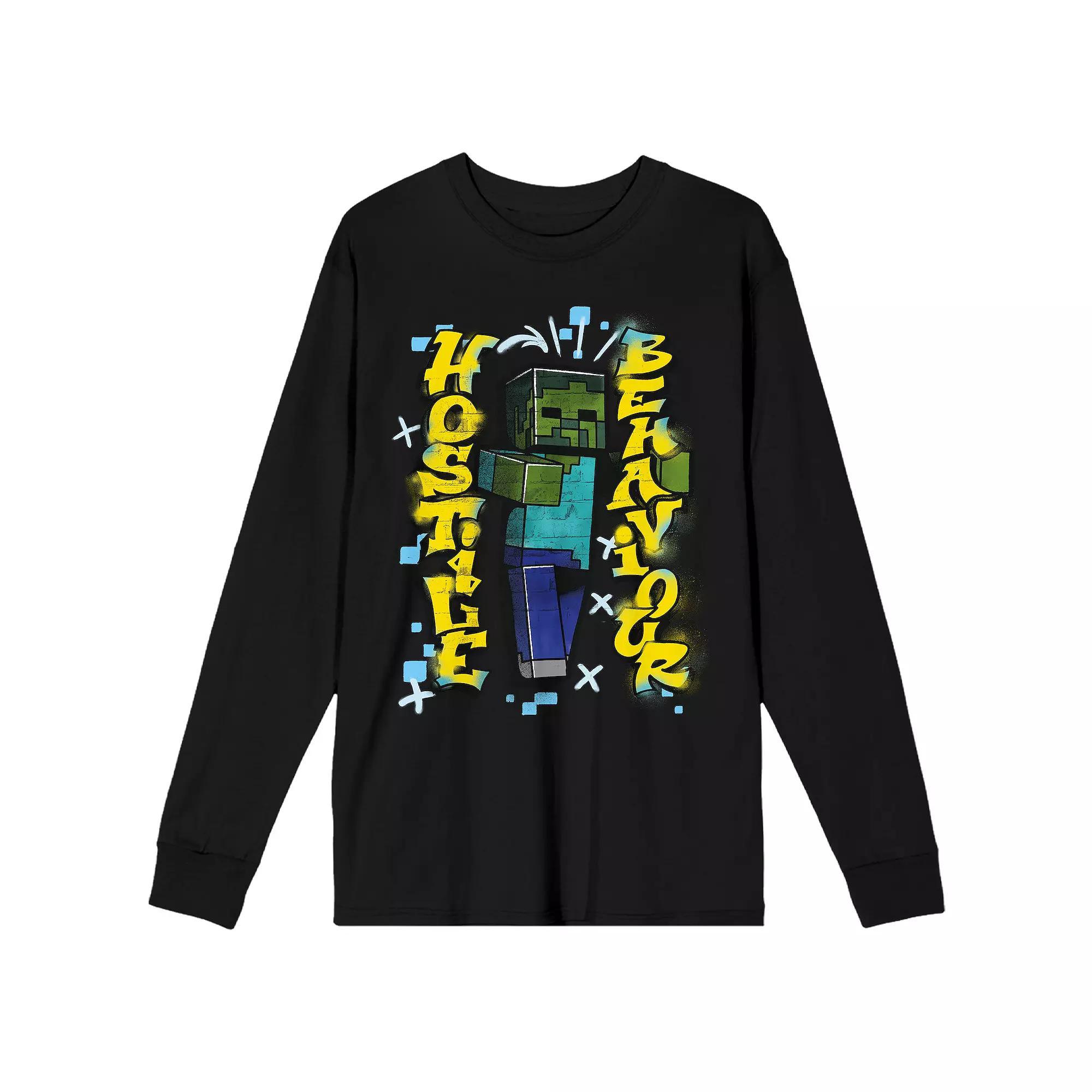 Men's Minecraft Hostile Behavior Long Sleeve Tee,  Product Image