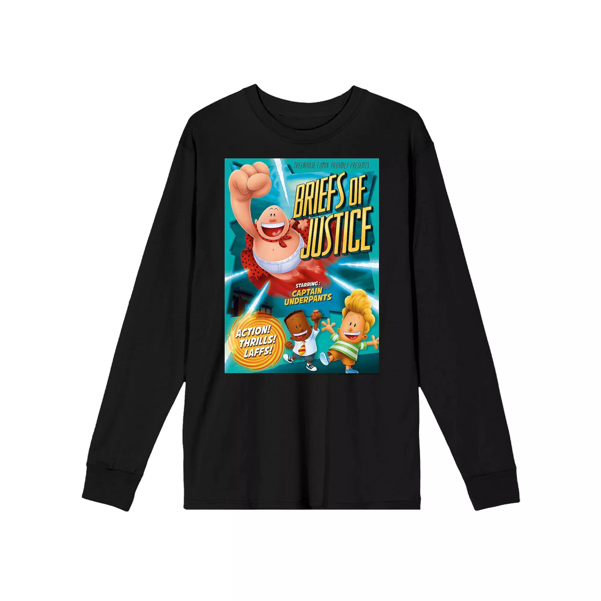 Men's Bioworld Captain Underpants Briefs of Justice Poster Long Sleeve Graphic Tee,  Product Image