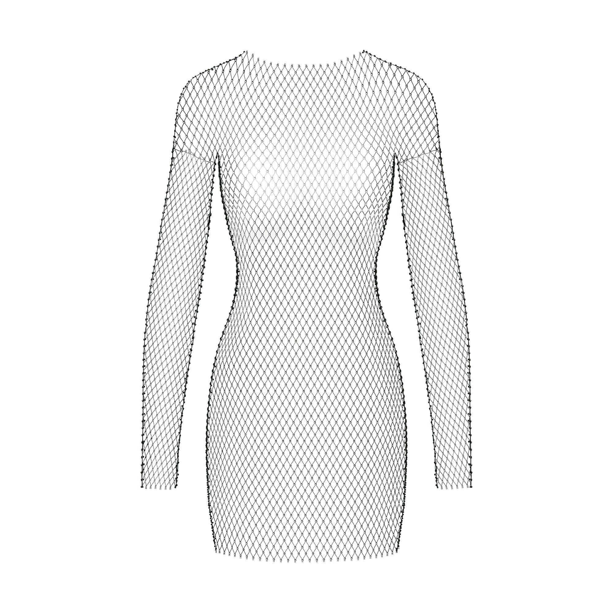 RHINESTONE COVER UPS LONG SLEEVE MINI DRESS | ONYX Product Image