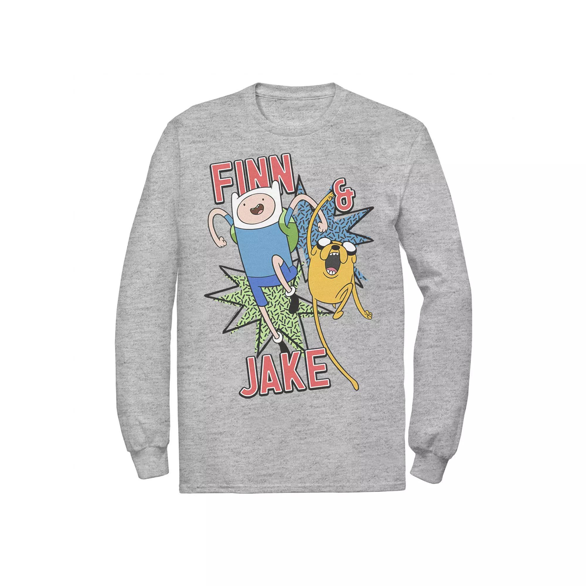 Men's Cartoon Network Adventure Time Finn & Jake Kapows Tee, Size: XXL, Athletic Grey Product Image