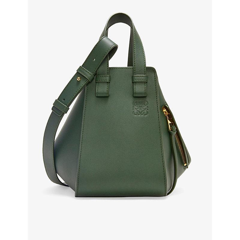 LOEWE Womens Bottle Green Hammock Small Leather Shoulder Bag Product Image