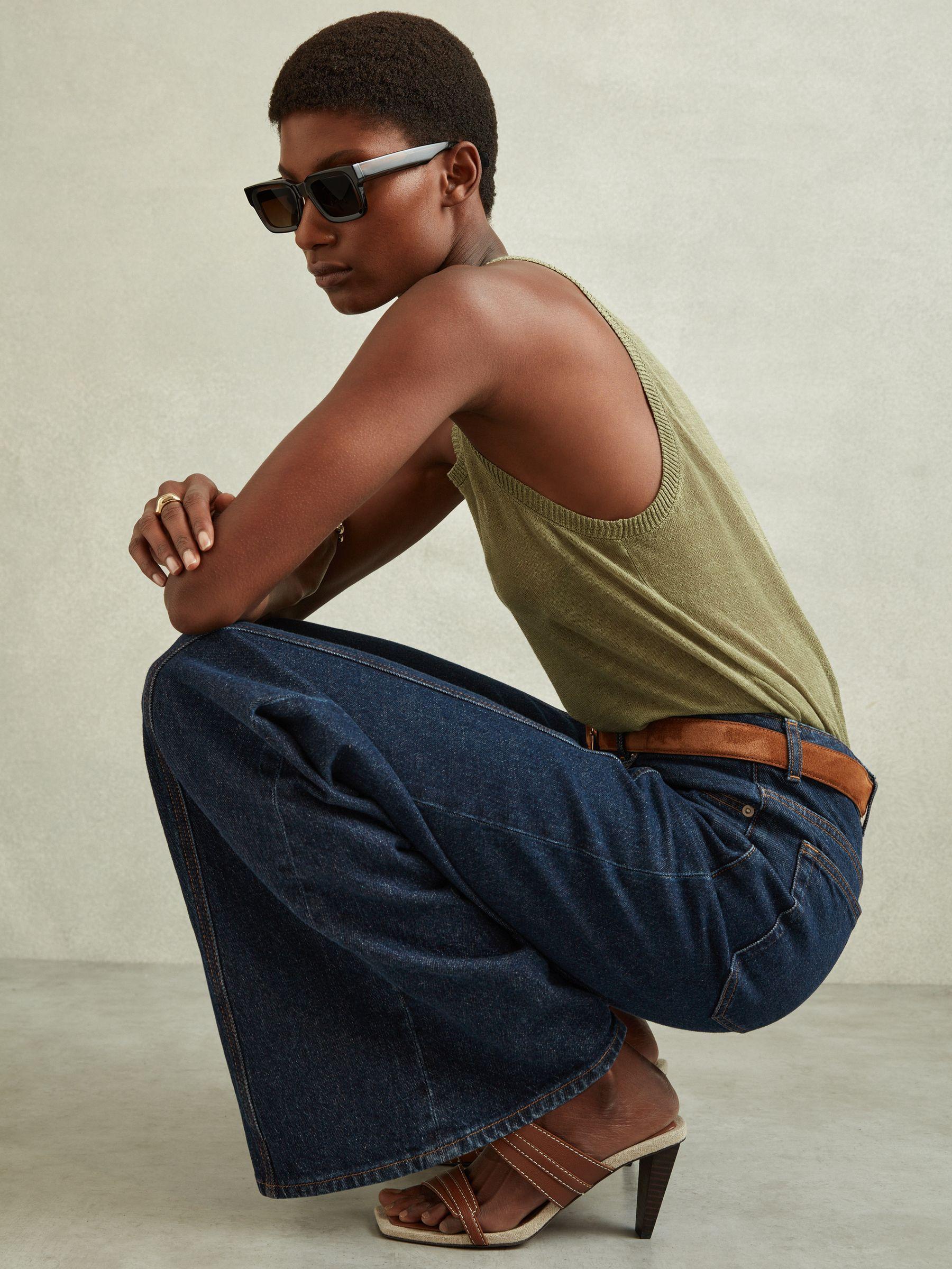 Petite Jersey Twist-Detail Midi Dress in Grey Product Image