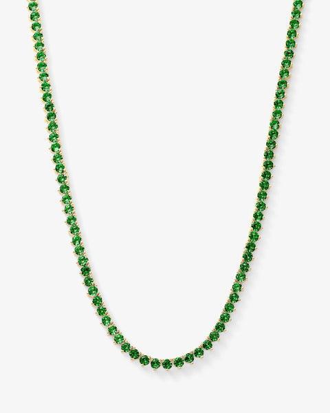 Not Your Basic Tennis Necklace 18" - Gold|Emerald Product Image