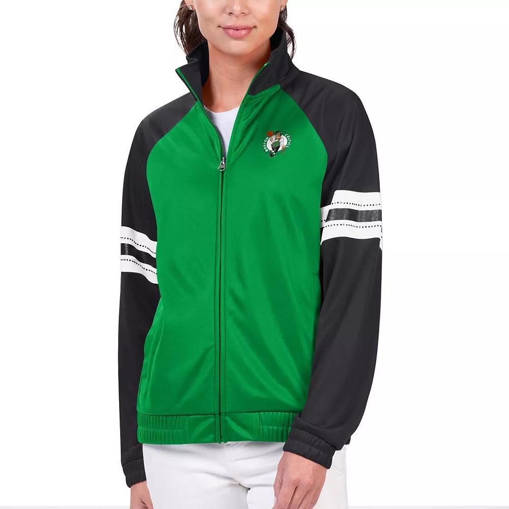 Women's G-III 4Her by Carl Banks Kelly Green Boston Celtics Main Player Raglan Rhinestone Full-Zip Track Jacket, Size: Medium Product Image
