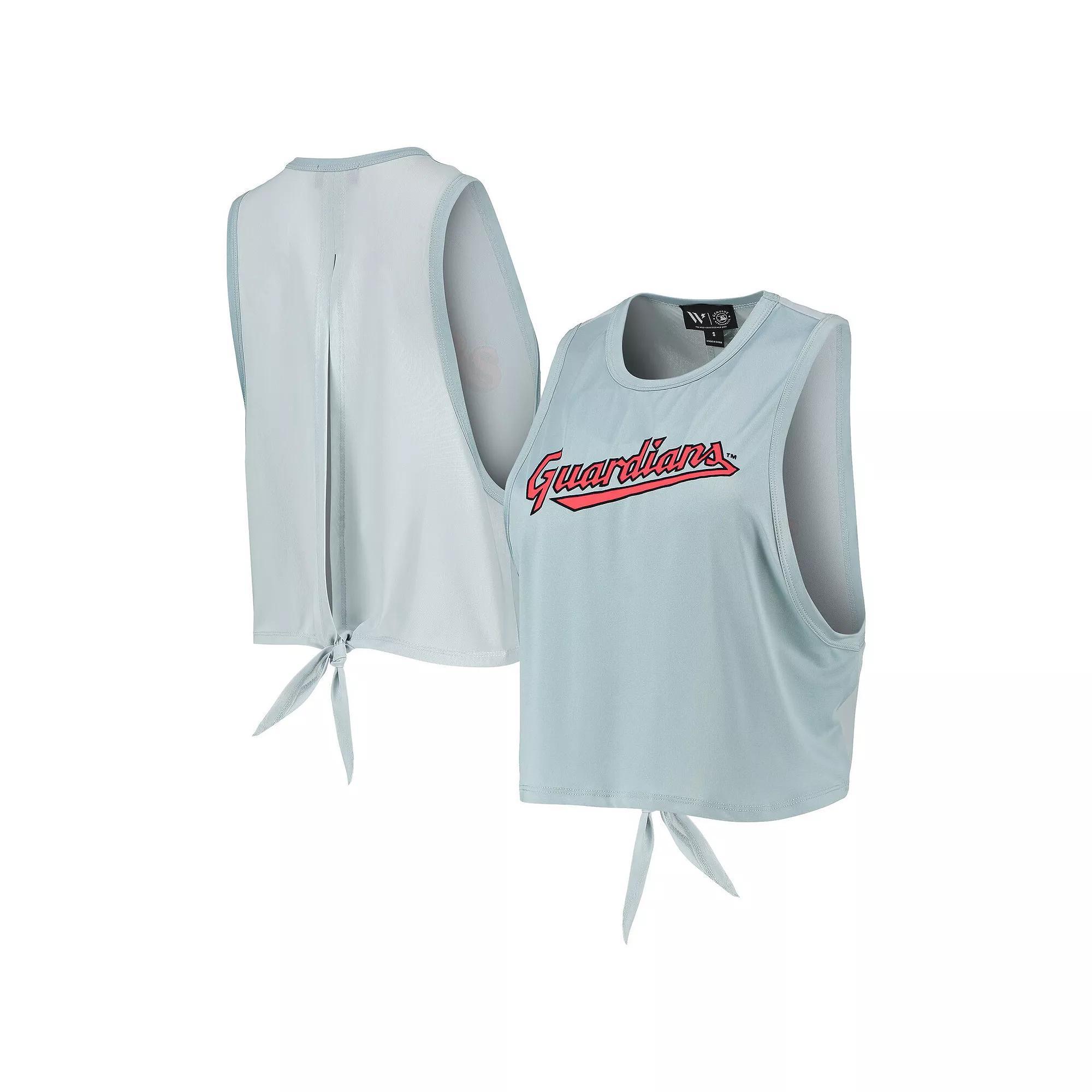 Women's The Wild Collective Light Blue Cleveland Guardians Open Back Twist-Tie Tank Top, Size: Medium, Grd Blue Product Image