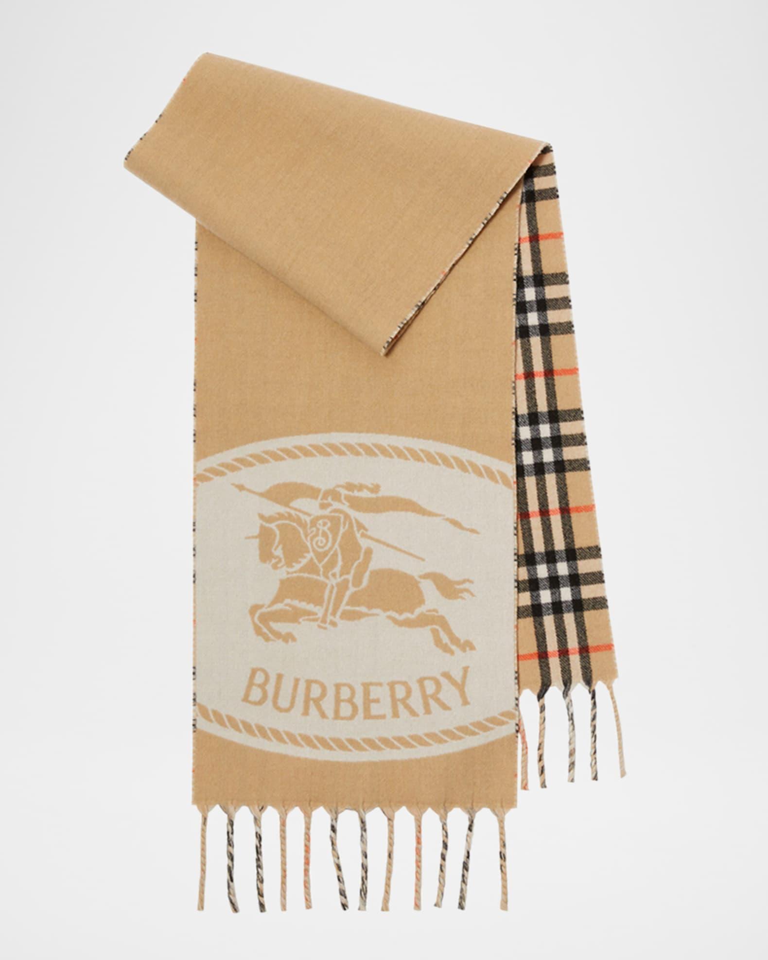 Reversible Cashmere Knight Stamp and Check Scarf Product Image