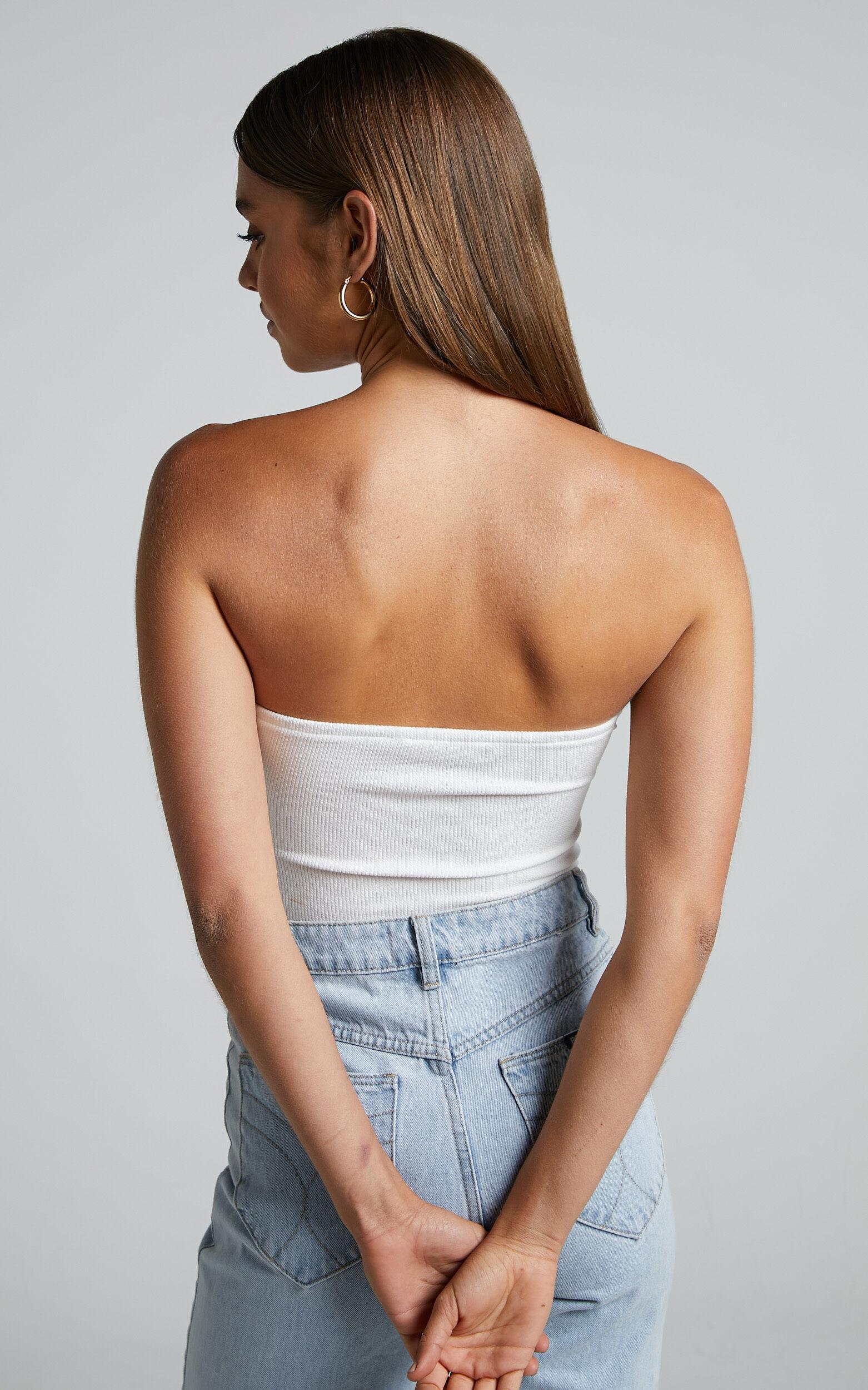 Jelena Top - Jersey Strapless Twist Front Top in White Product Image