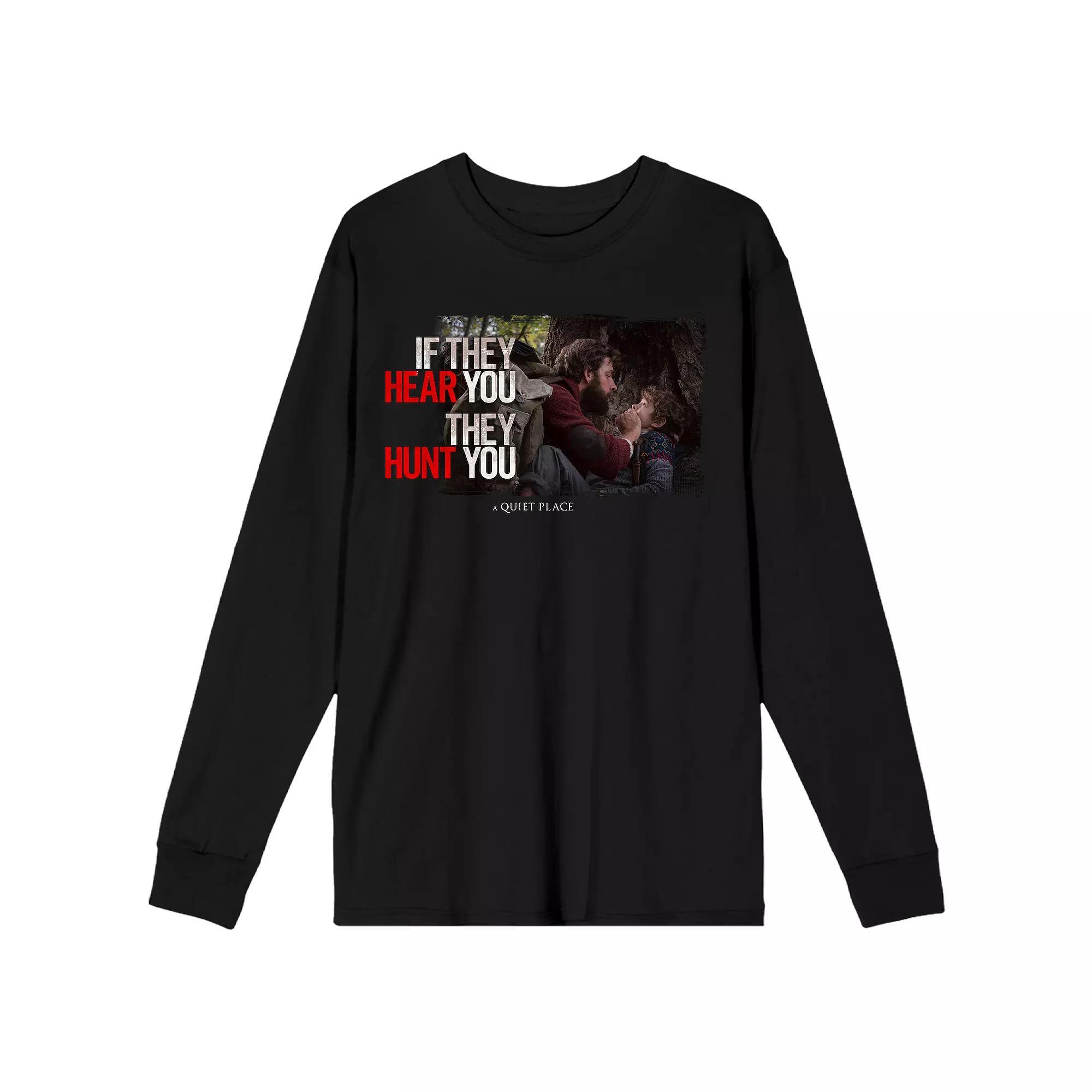 Men's Bioworld A Quiet Place "If They Hear You They'll Hunt You" Long Sleeve Graphic Tee,  Product Image