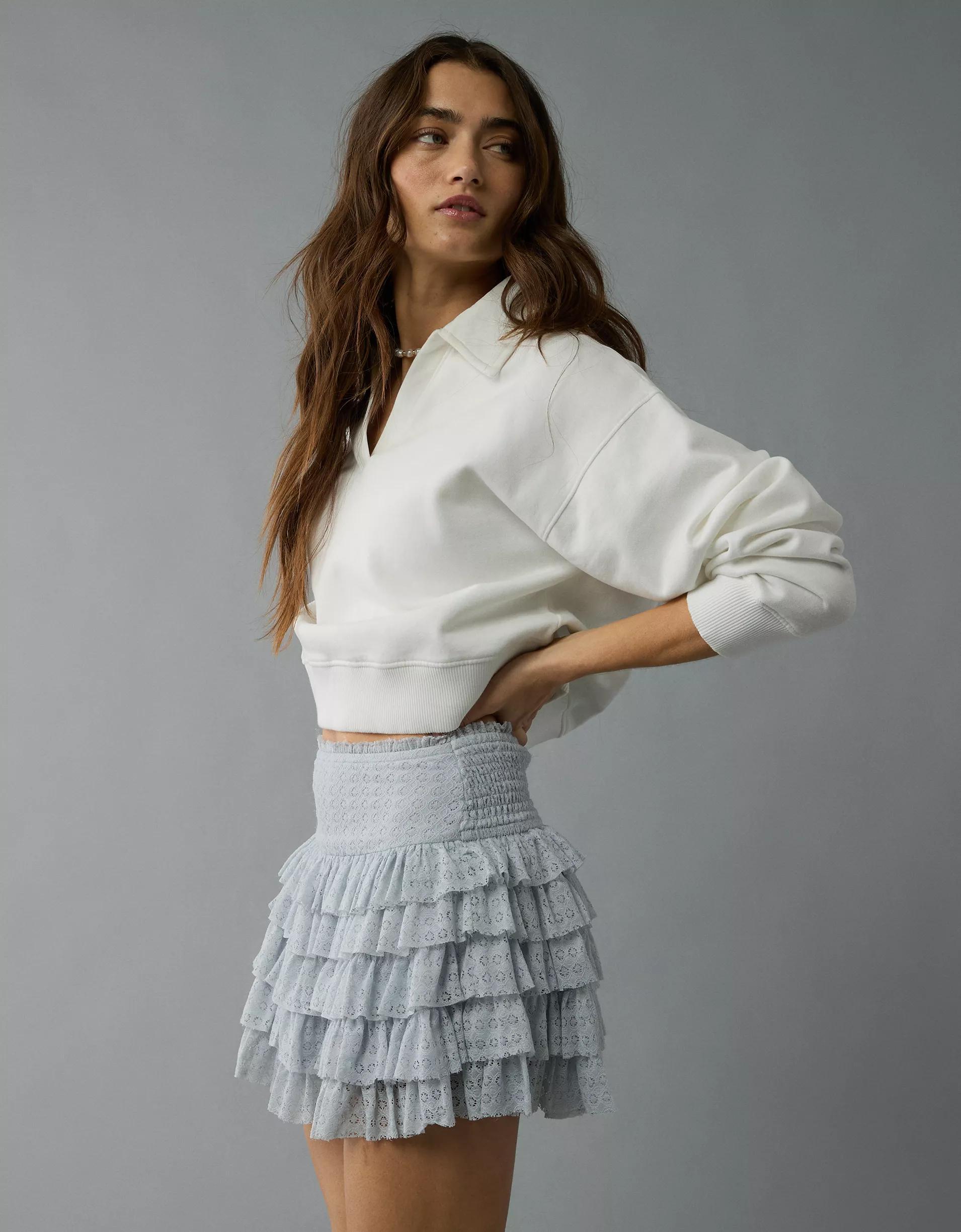 AE High-Waisted Ruffle Mini Skort Product Image