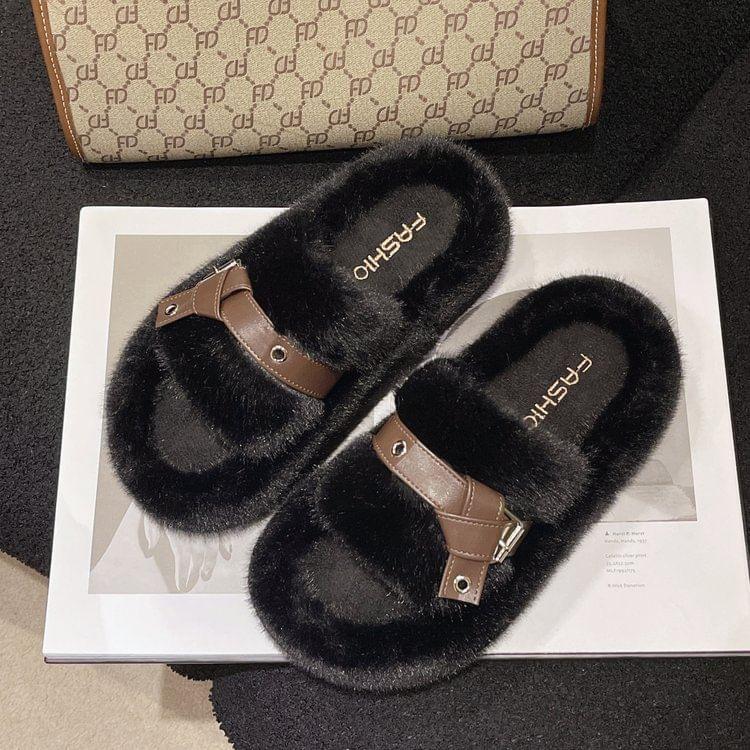 Buckled Platform Slide Sandals Product Image