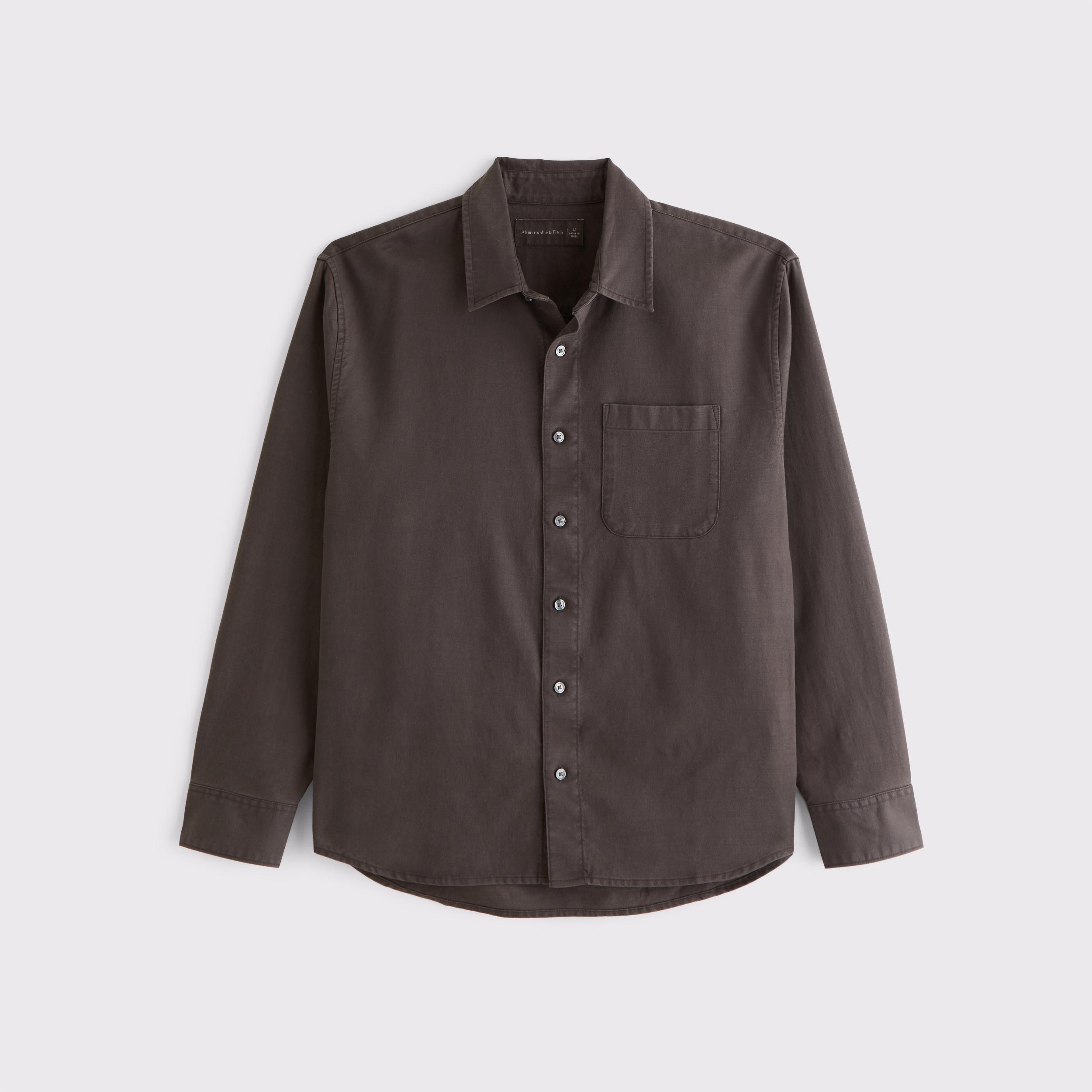 Long-Sleeve Garment Dye Button-Up Shirt Product Image