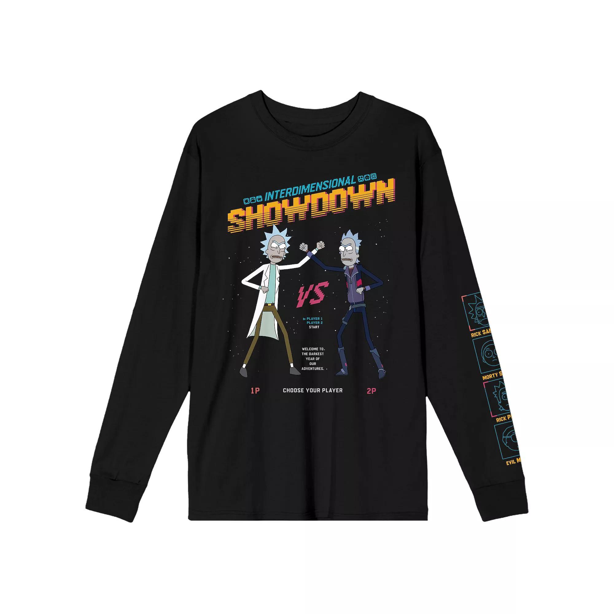 Men's Rick & Morty Interdimensional Showdown Long Sleeve Graphic Tee, Size: XXL, Black Product Image