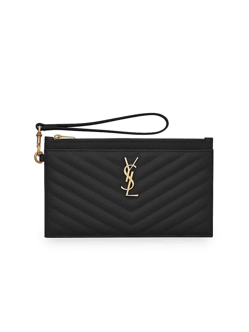 Saint Laurent Monogram Quilted Leather Wallet Clutch Product Image