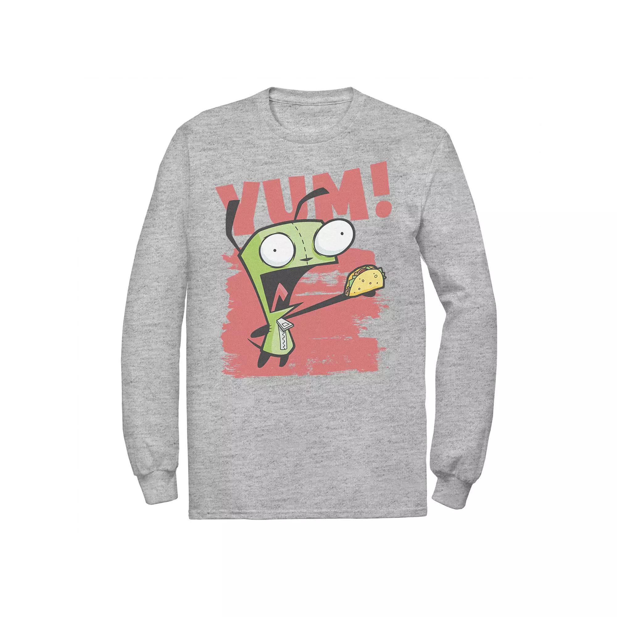 Men's Nickelodeon Invader Zim Gir Screaming Yum! Taco Portrait Long Sleeve Graphic Tee, Size: Small, White Product Image