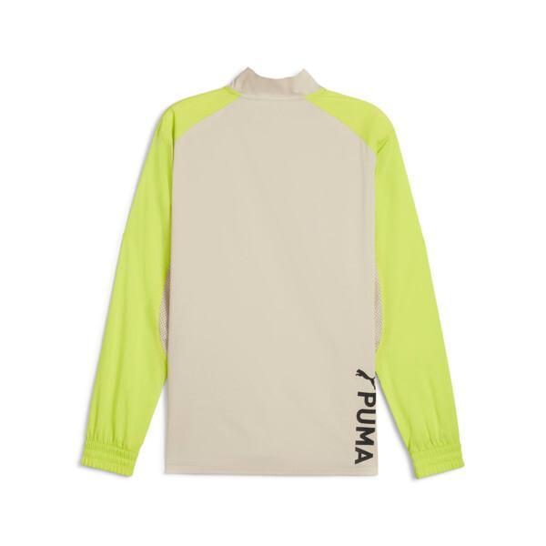 PUMA FIT Woven Men's Quarter Zip Sweater in Putty/Lime Pow Product Image