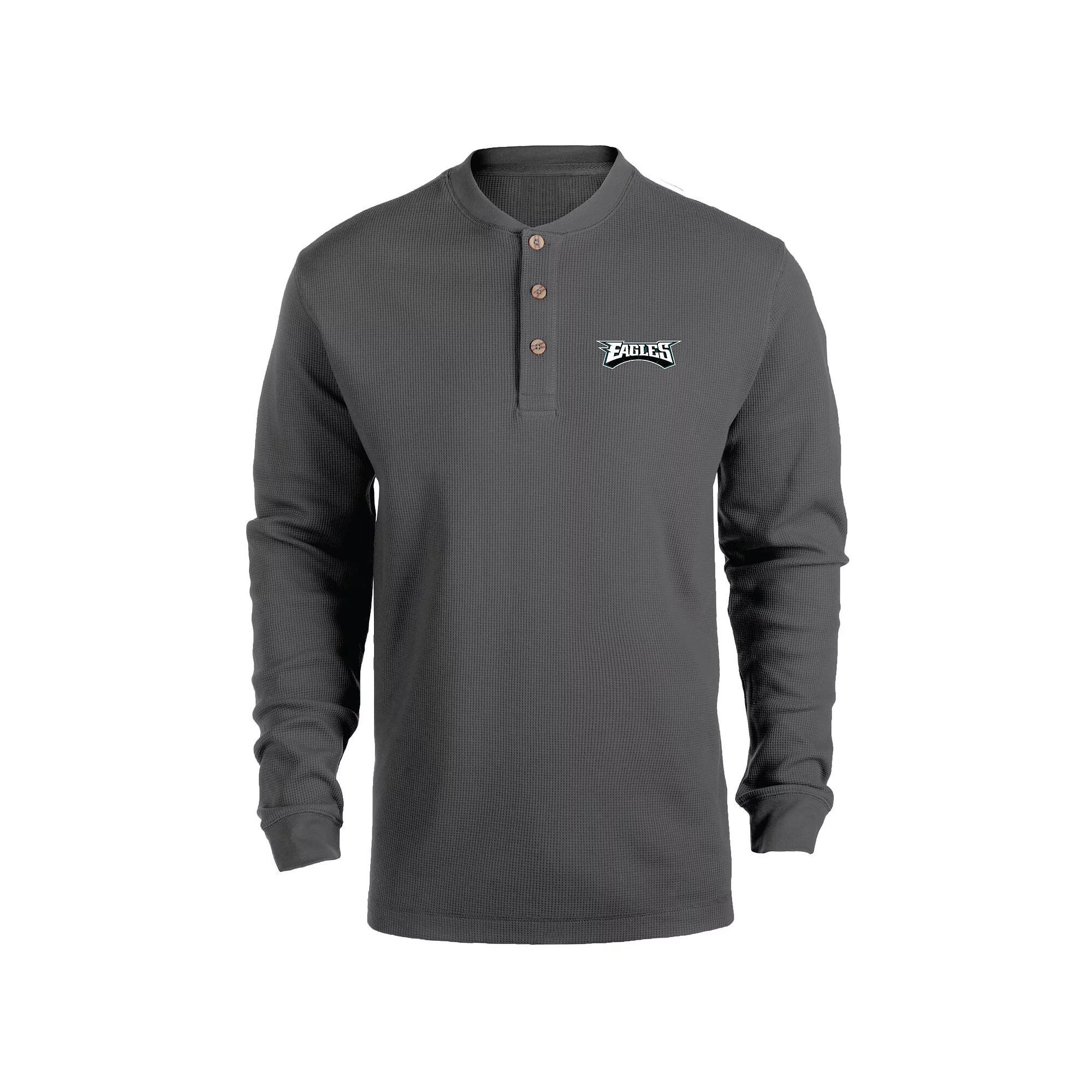 Men's Heathered Gray Philadelphia Eagles Maverick Thermal Henley Long Sleeve T-Shirt,  Product Image