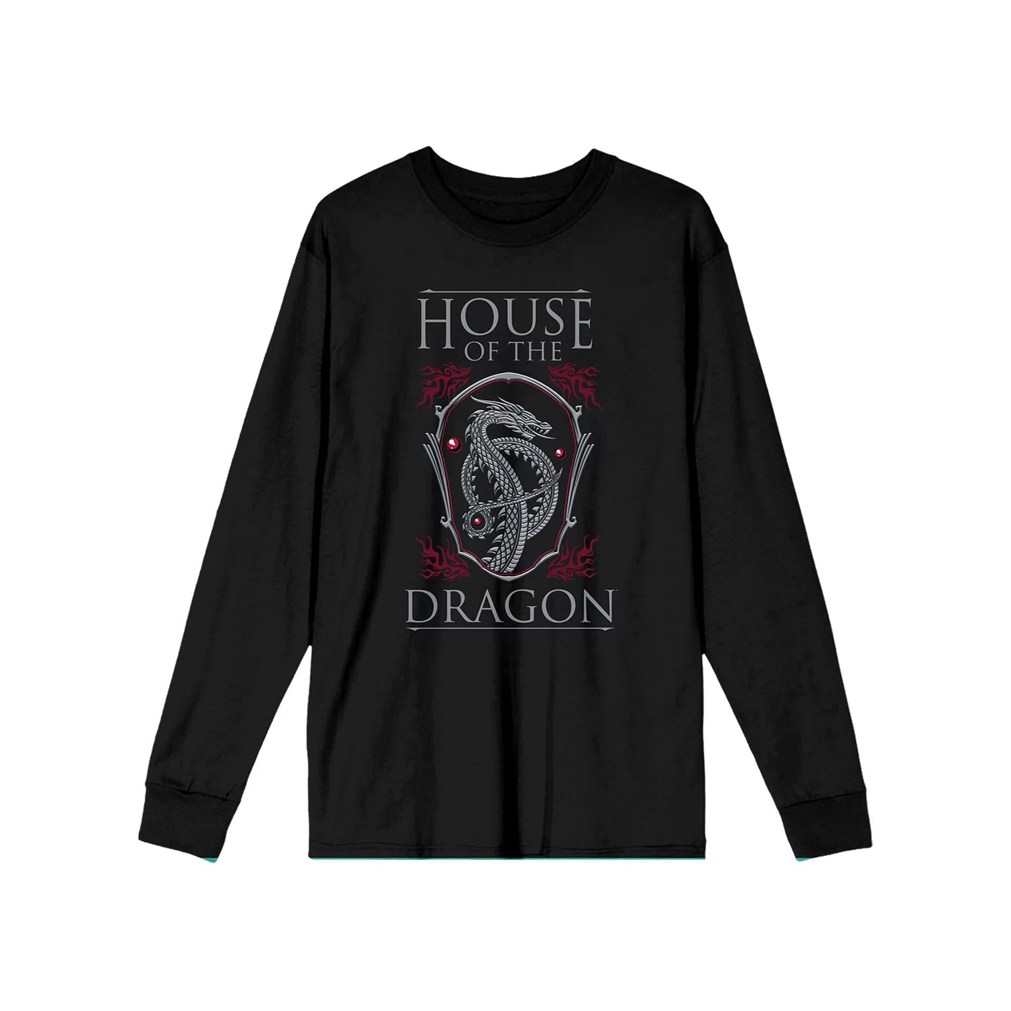 Men's House Of The Dragon Logo Long Sleeve Tee, Size: XXL, Black Product Image