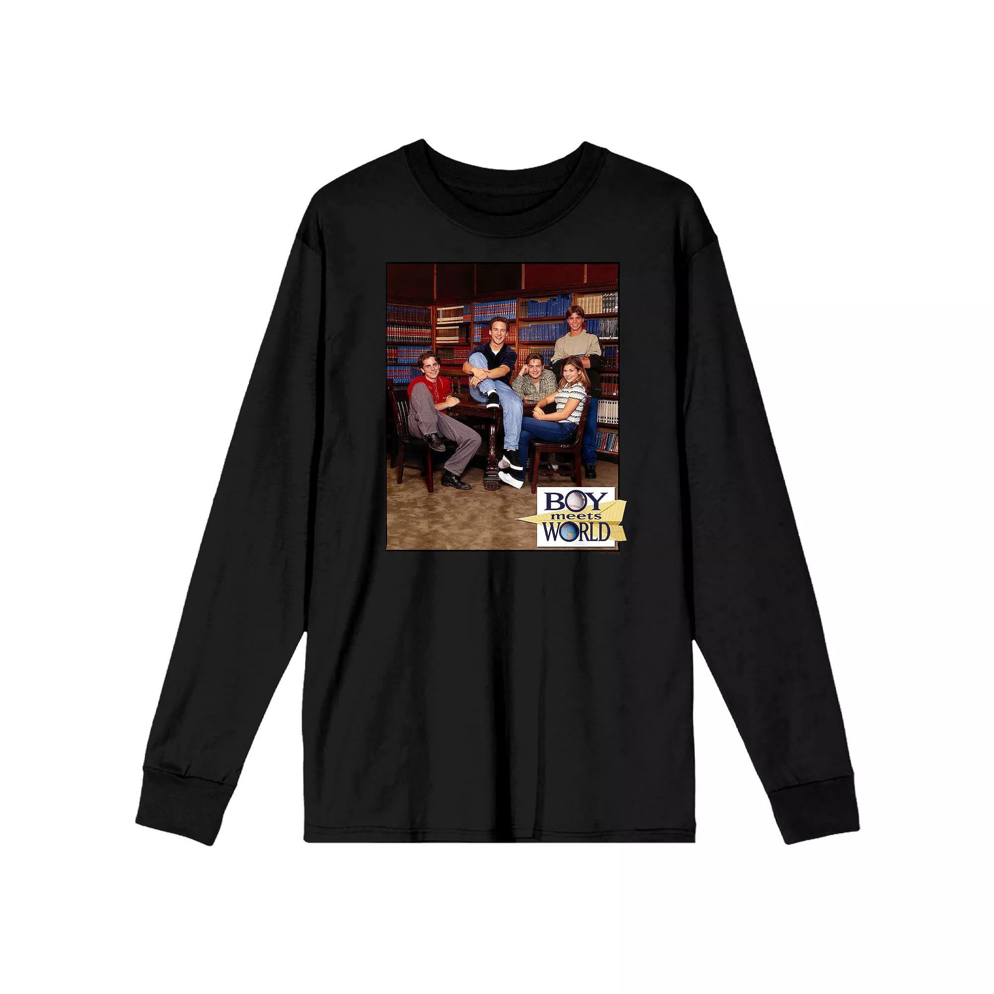 Men's Boy Meets World Long Library Sleeve Tee, Size: Small, Black Product Image