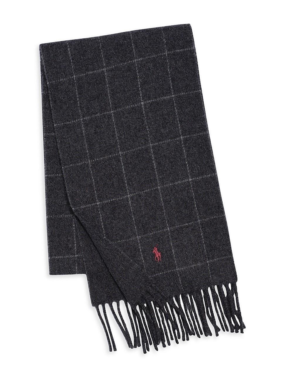 Mens Reversible Wool-Blend Windowpane Scarf Product Image