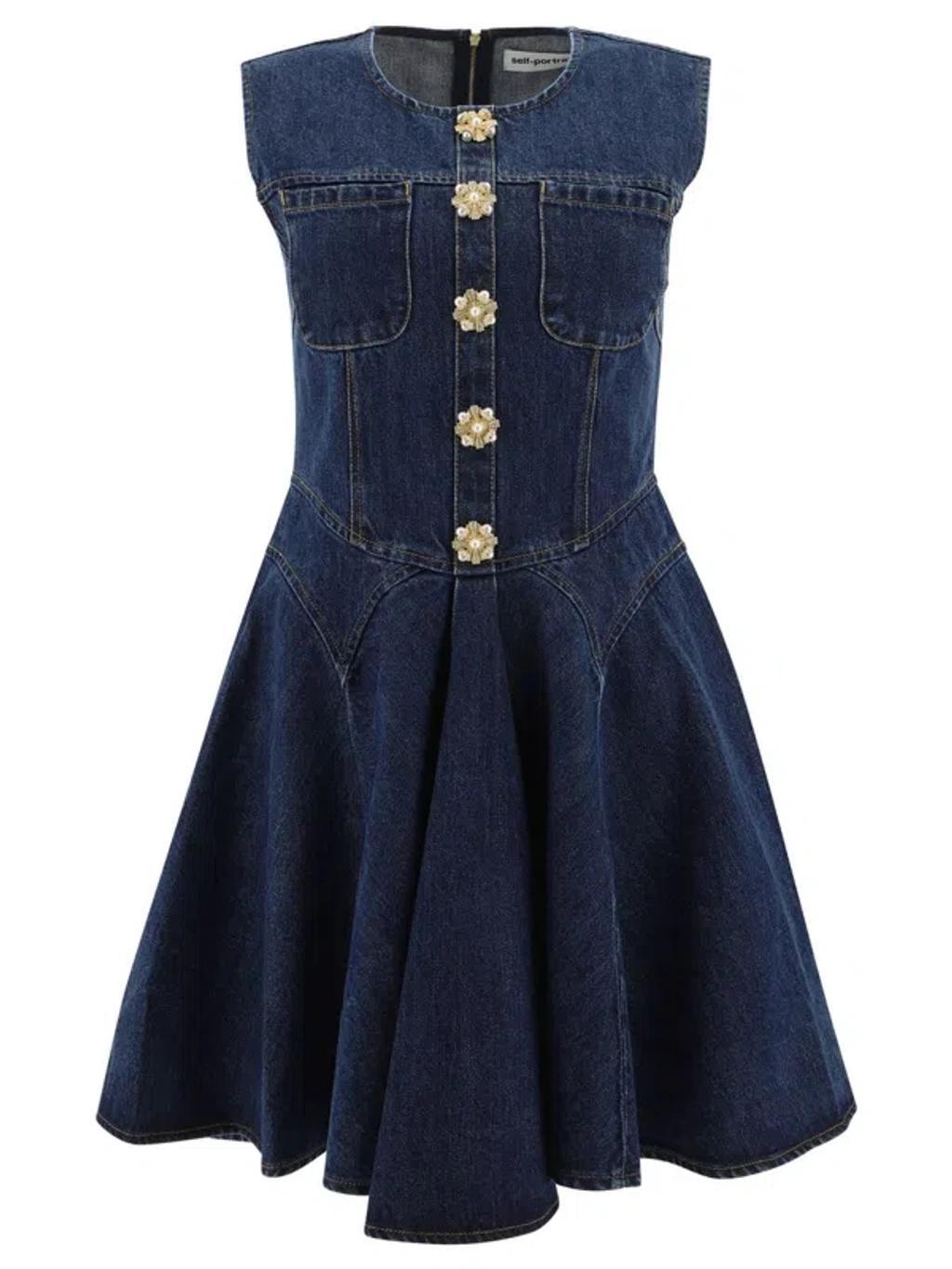 Denim Mini Dress In Blue Product Image