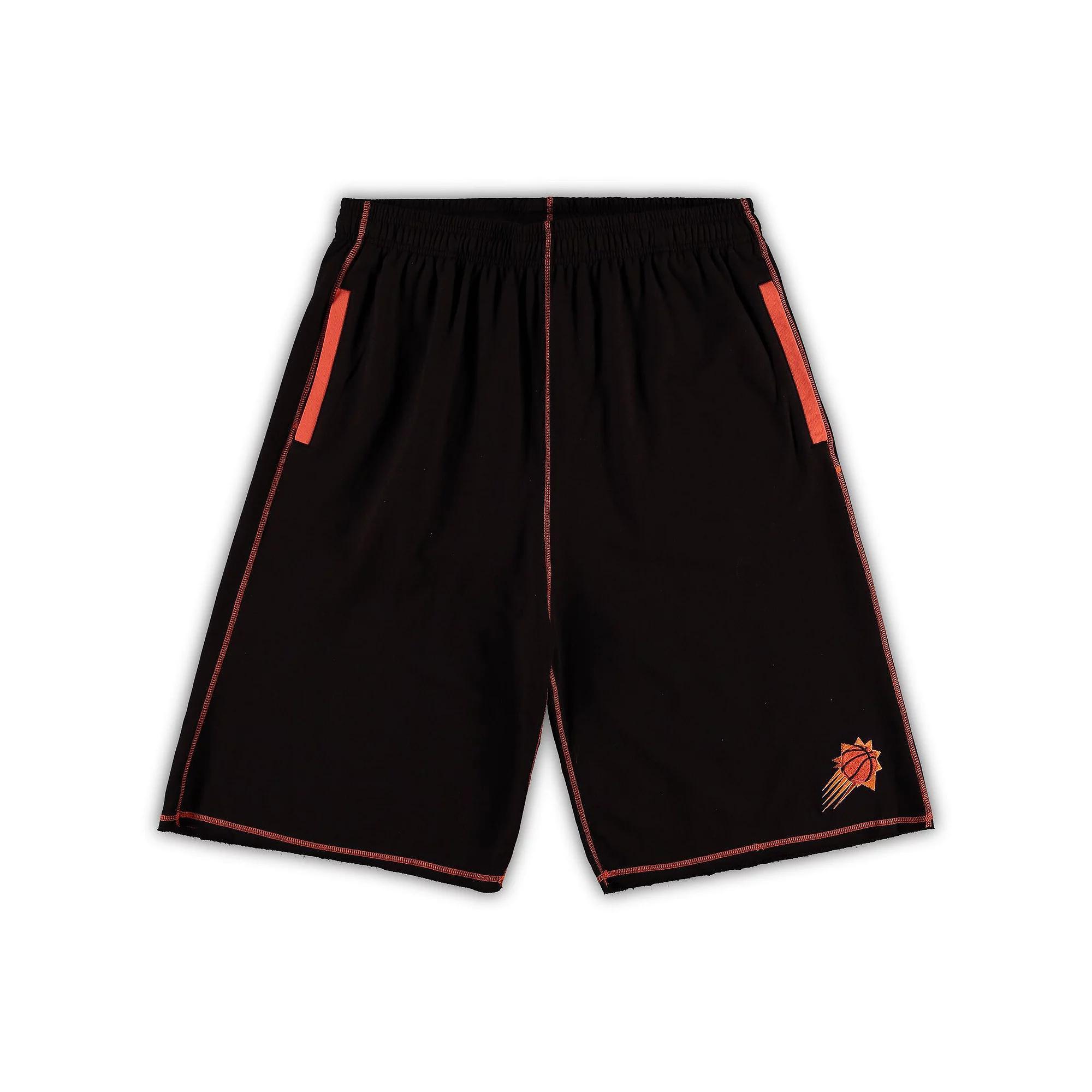 Men's Black/Orange Phoenix Suns Big & Tall Contrast Stitch Knit Shorts,  Product Image