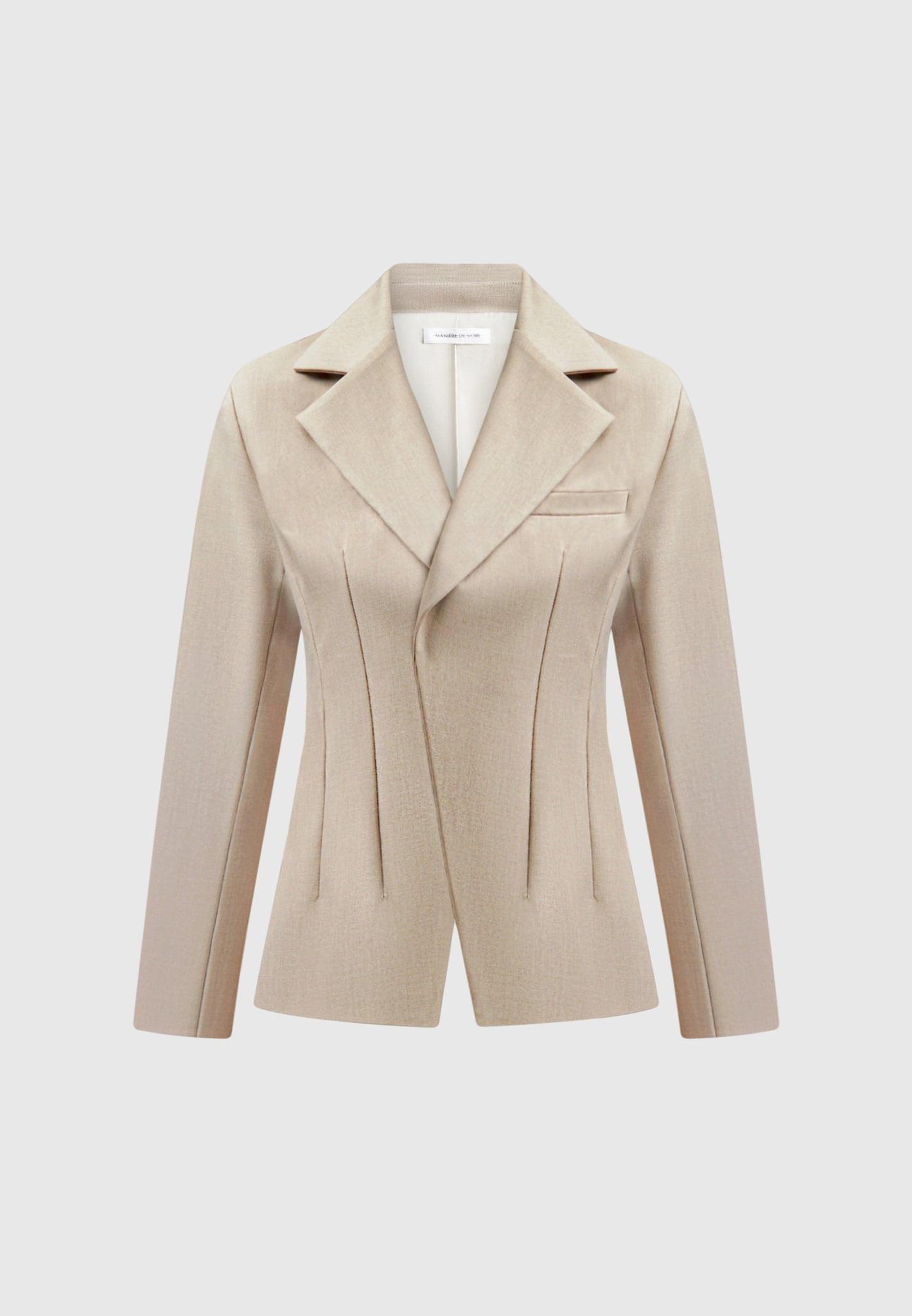 Tailored Double Breasted Blazer - Taupe Female Product Image