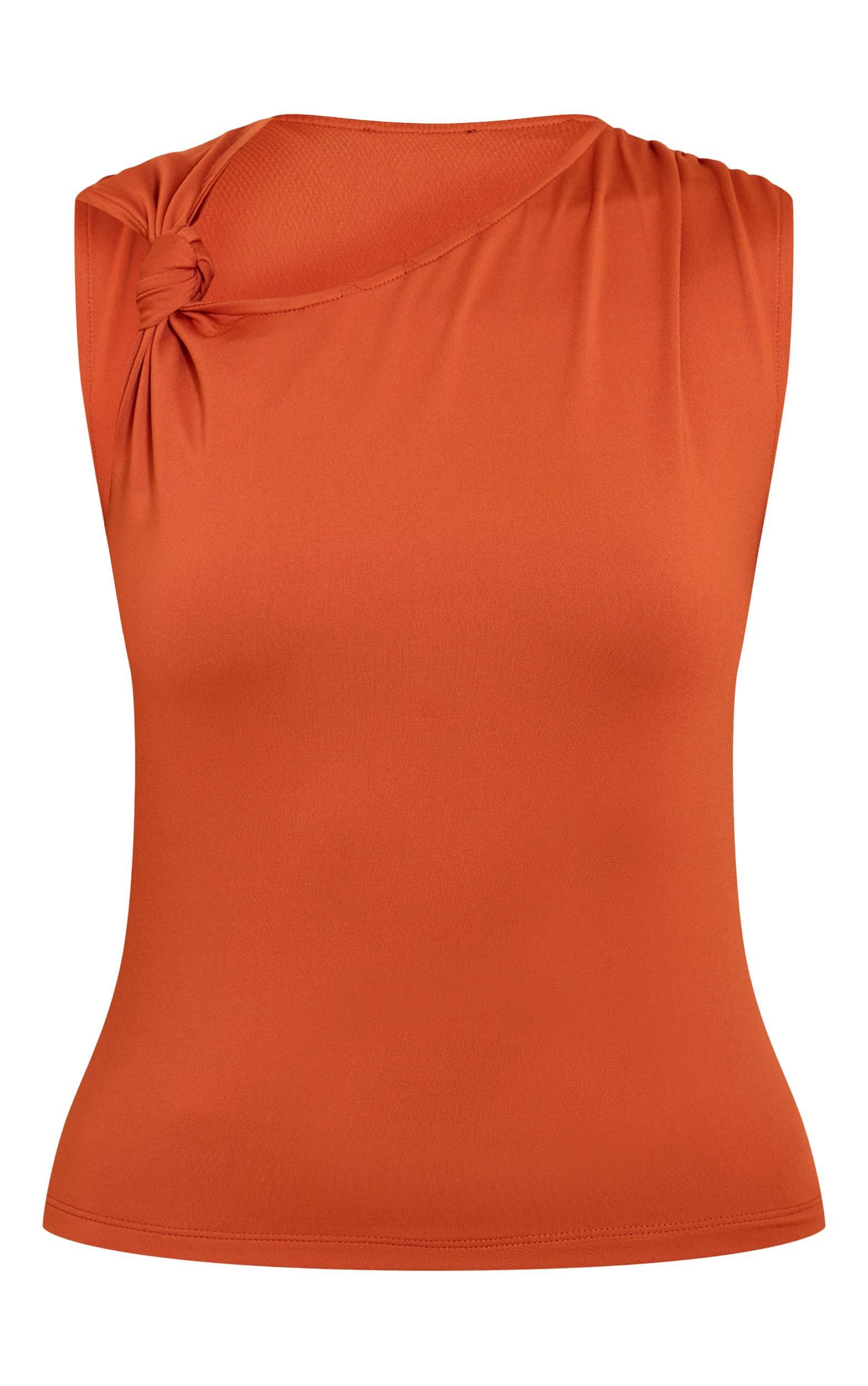 Rust Slinky Knot Strap Detail Long Top Product Image