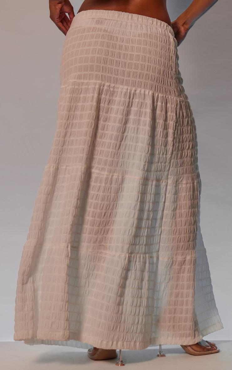 White Bubble Textured Maxi Skirt Product Image