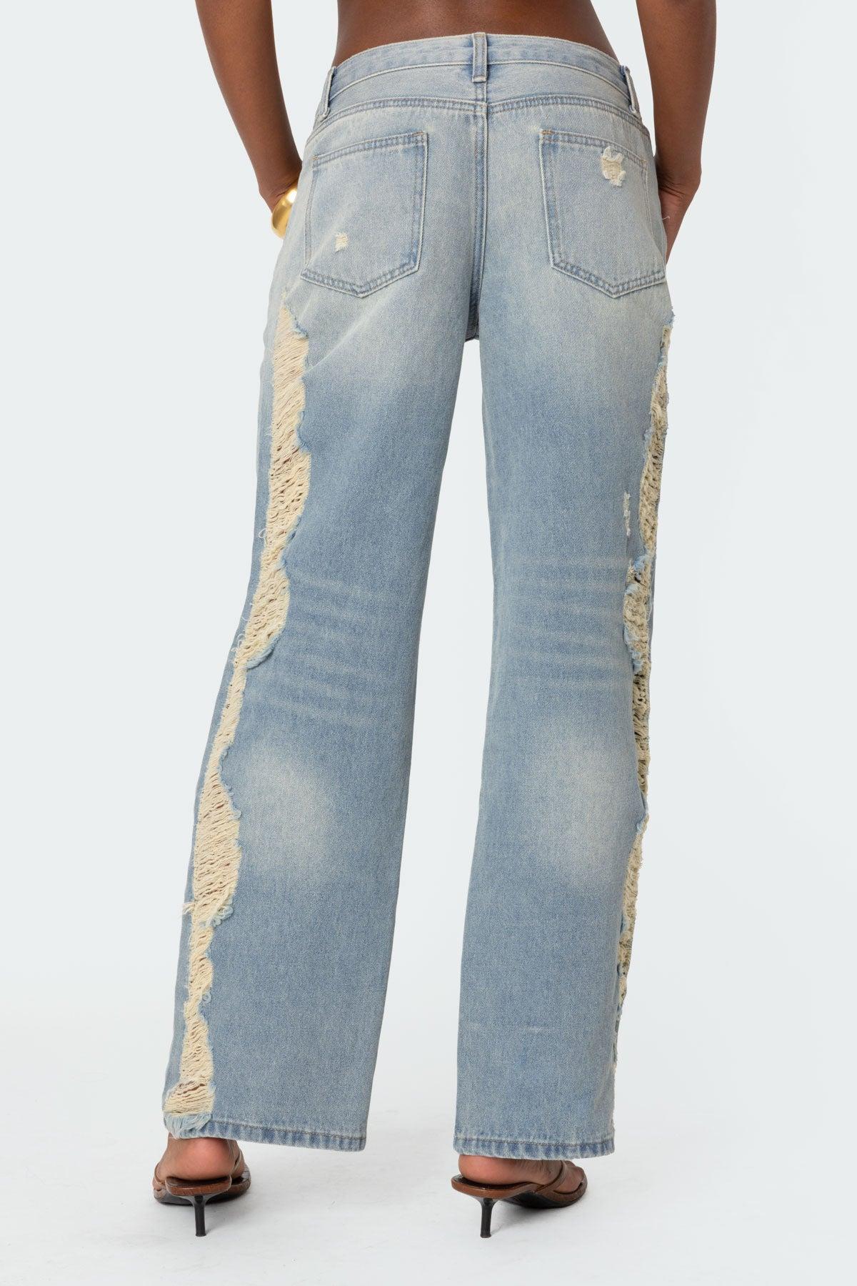 Distressed Sides Washed Jeans Product Image