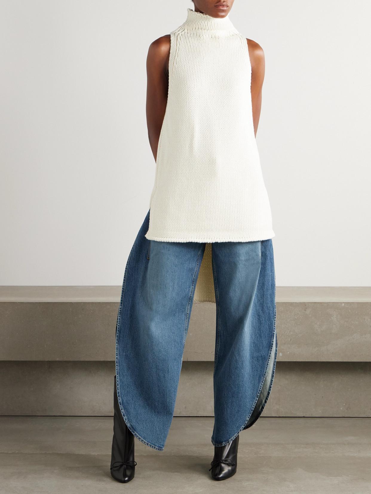 ALAÏA High-rise Barrel-leg Jeans In Blue Product Image