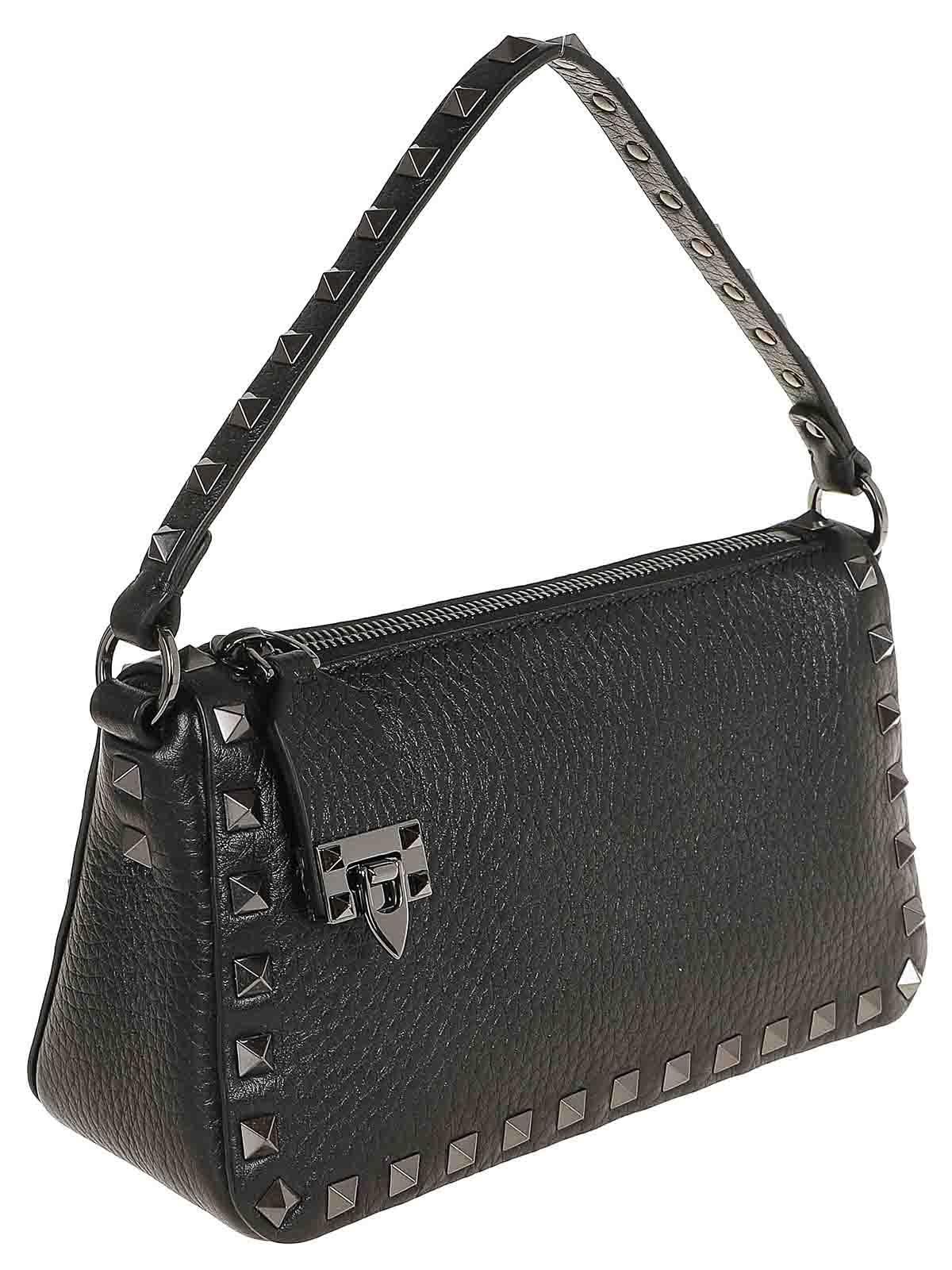 VALENTINO GARAVANI Valentino Rockstud Small Grainy Leather Crossbody In Black Product Image