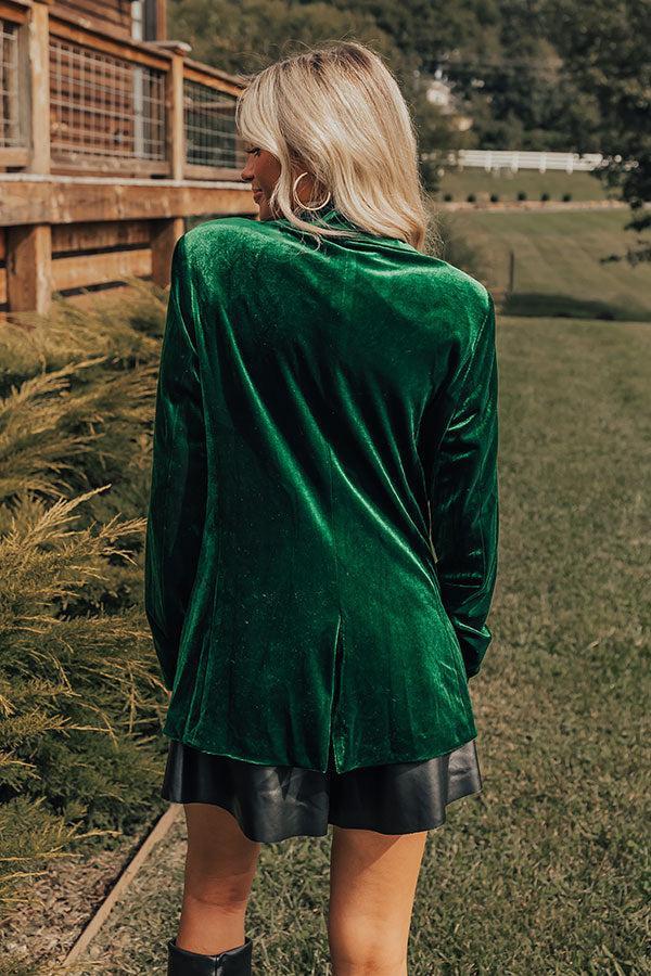 Luxe Lane Velvet Blazer In Hunter Green Product Image