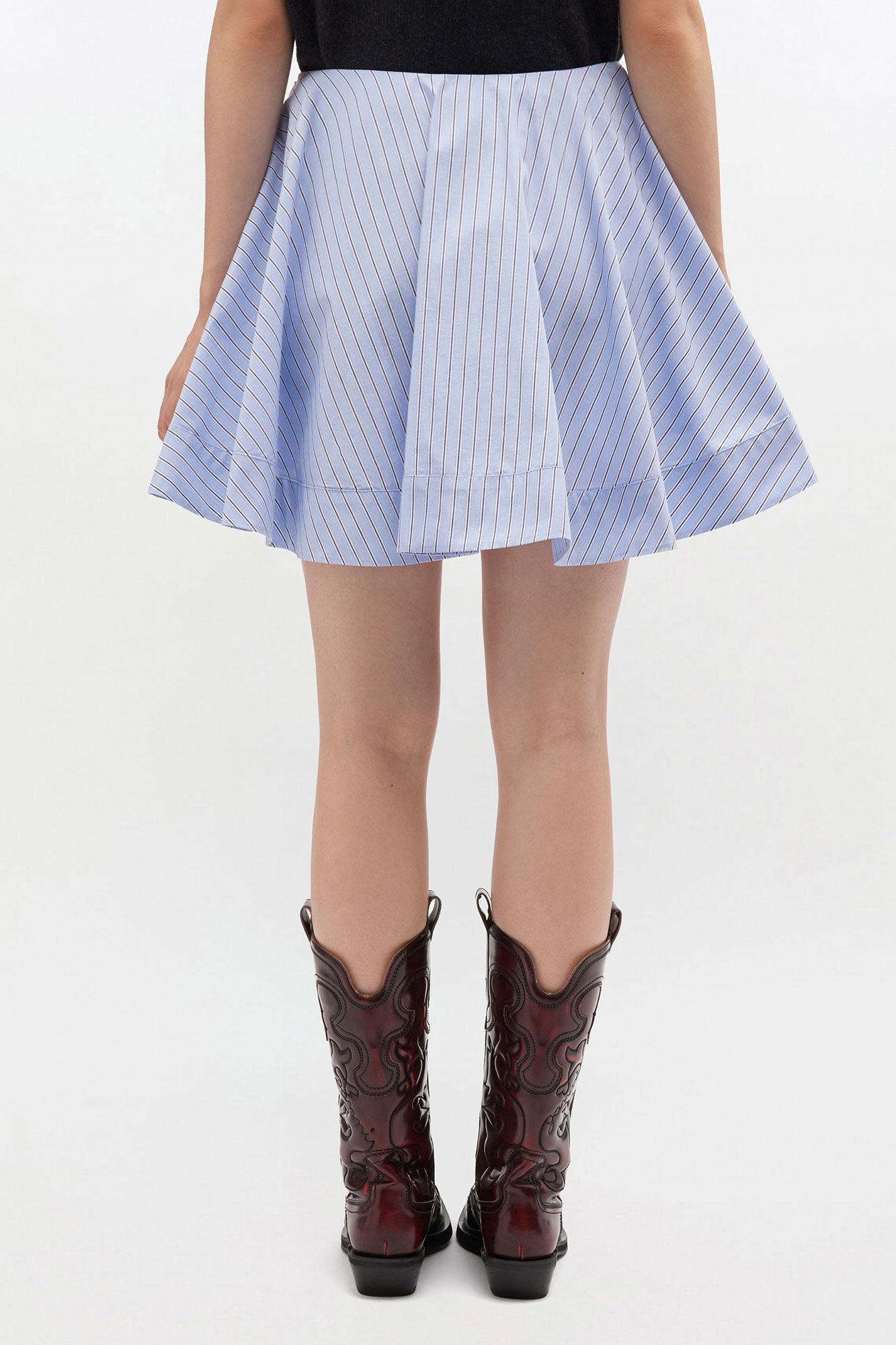 Blue Stripe Mini Circle Skirt Product Image