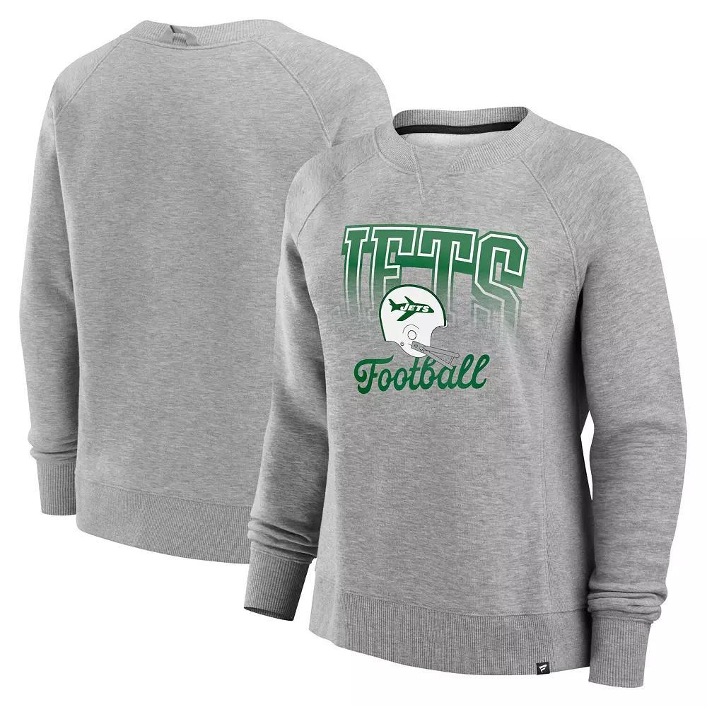 Women's Fanatics Heather Gray New York Jets Hit Hard Fleece Pullover Sweatshirt, Size: XL, Grey Product Image