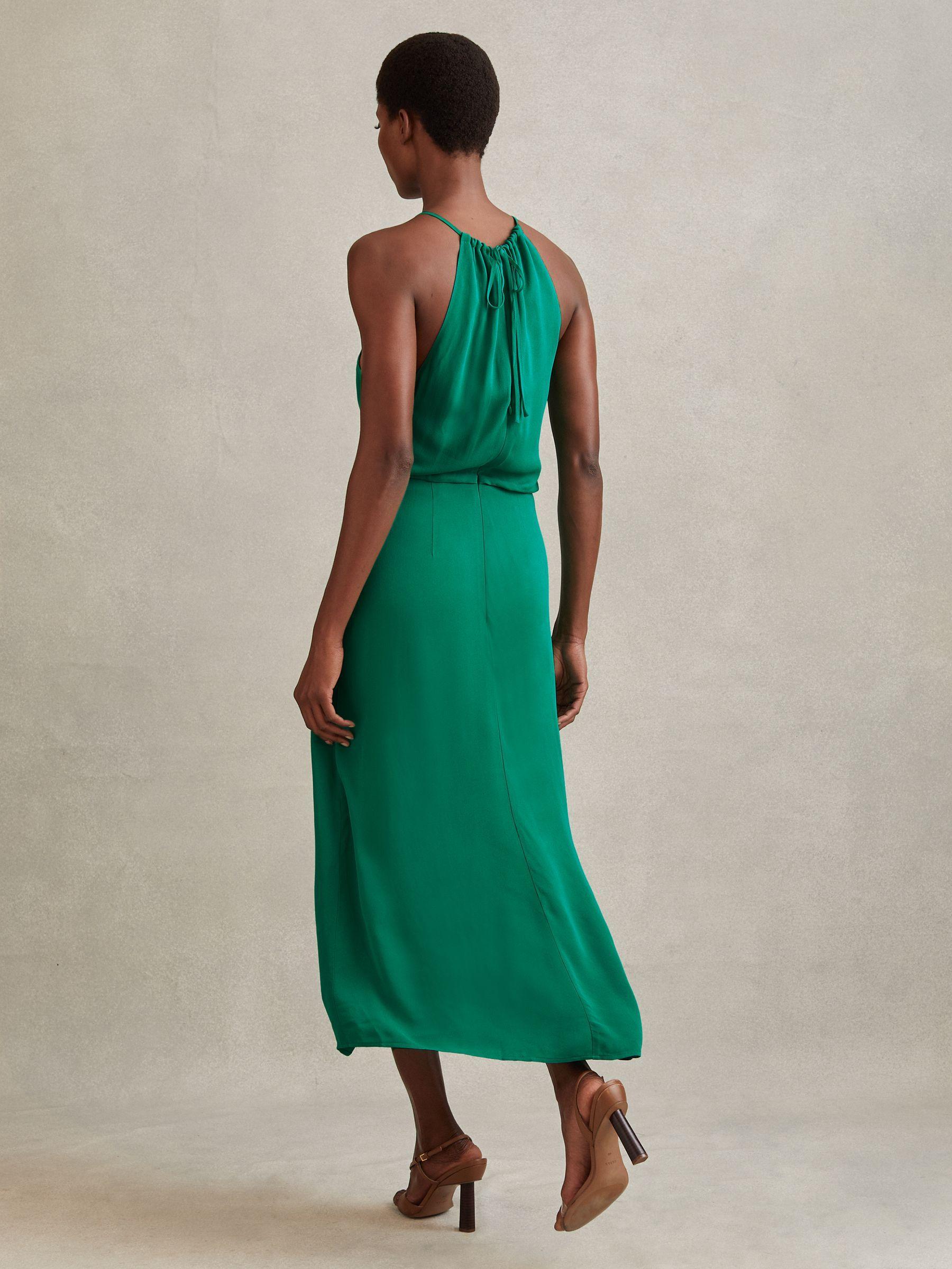 Drape Front Midi Dress in Green Product Image
