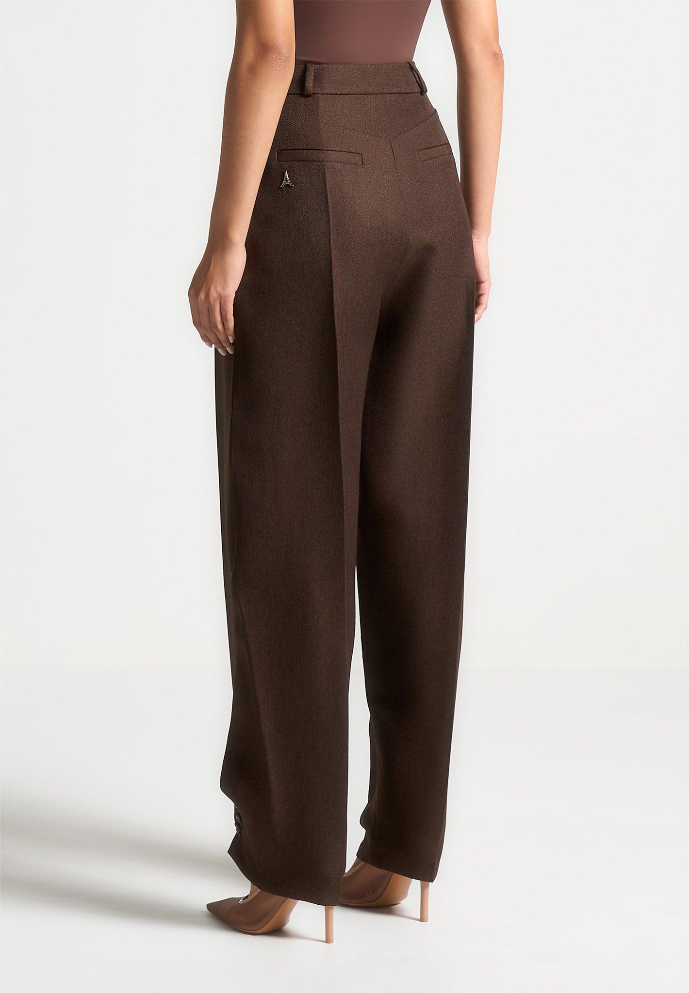 Twist Leg Tailored Trousers - Brown Female Product Image