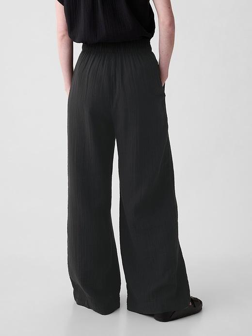 Mid Rise Crinkle Gauze Wide-Leg Pants Product Image