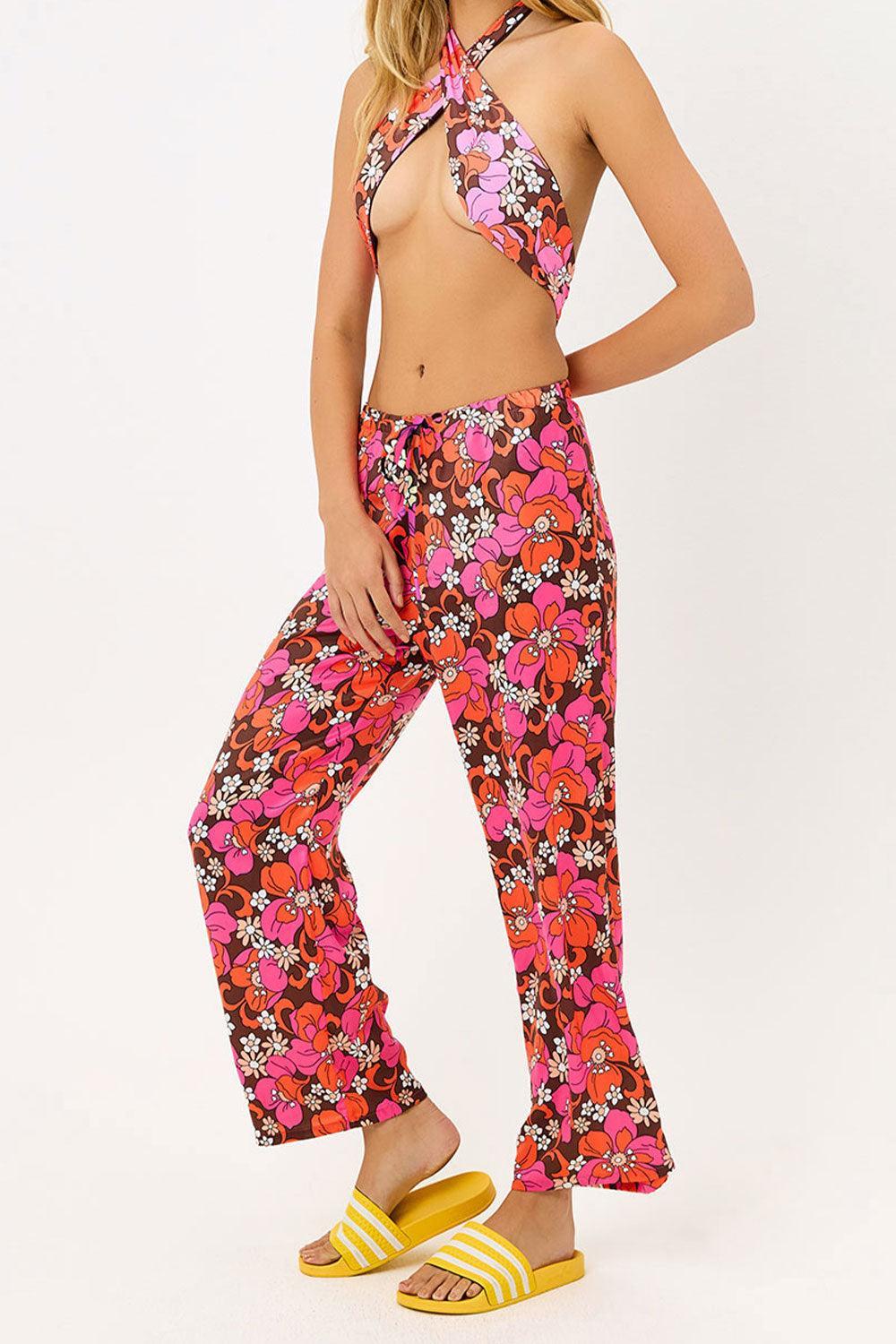 Michelle Low Rise Wide Leg Pants - Tropics Product Image